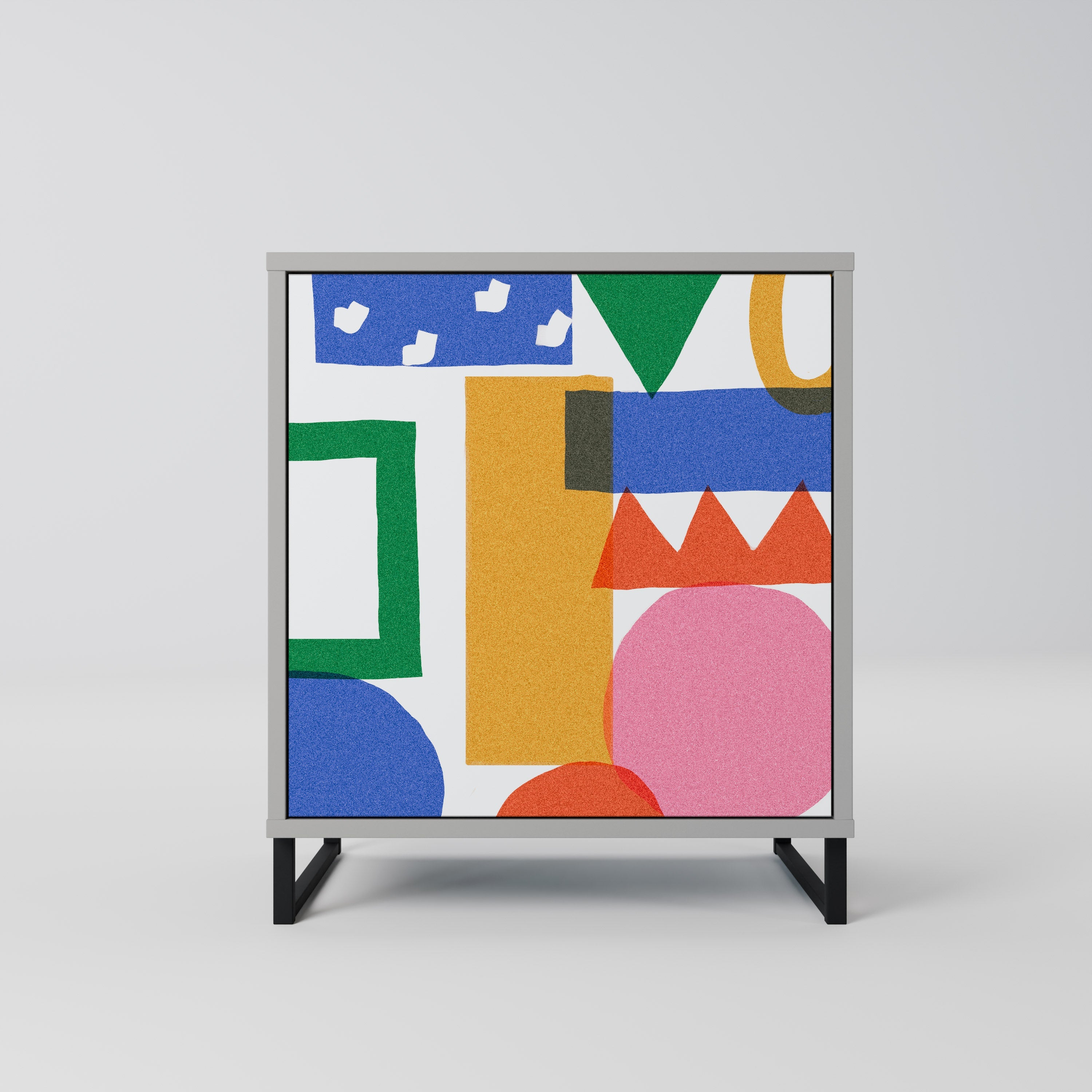 GEOMETRIC GLIMMER Aparador de 1 Porta em Acabamento Cinzento