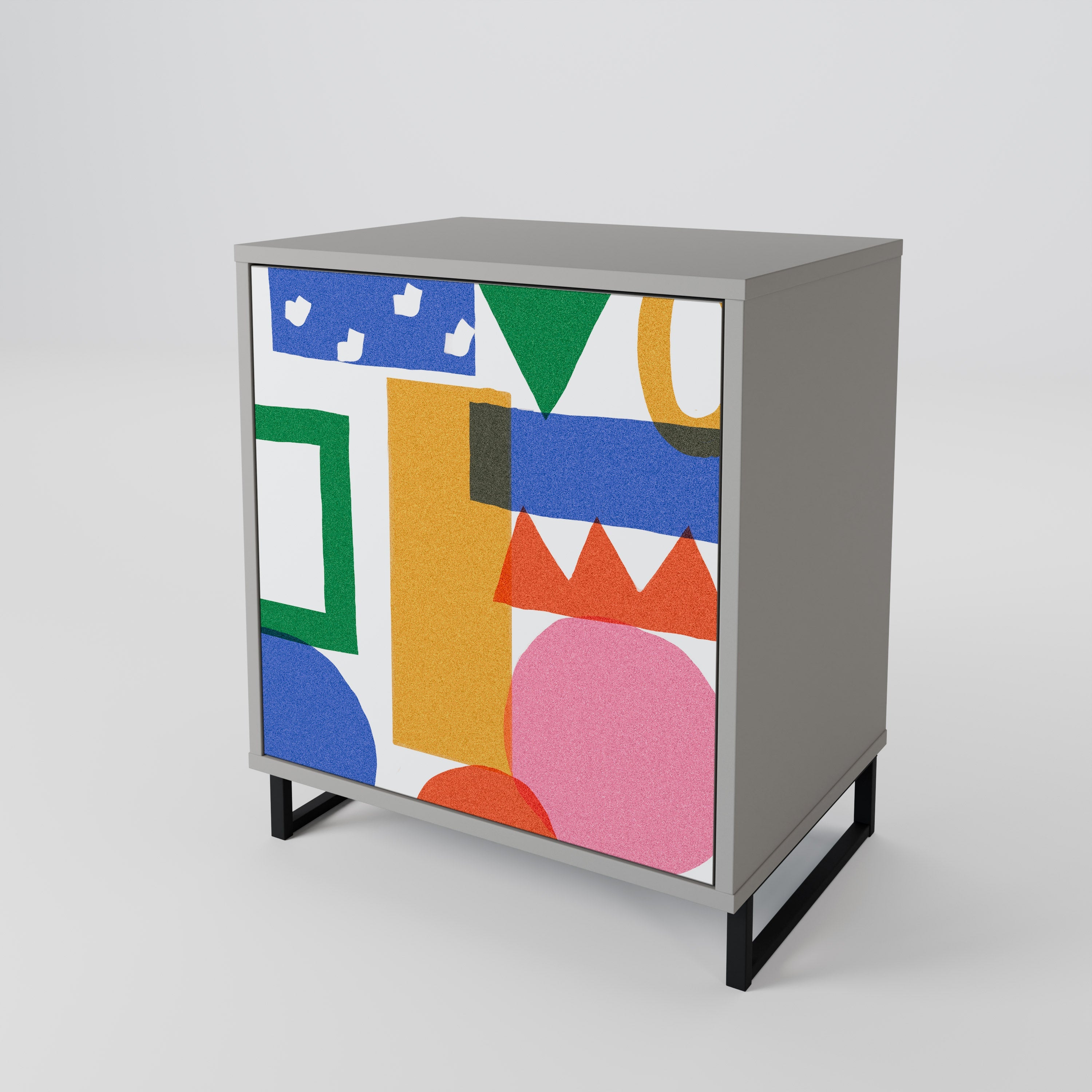 GEOMETRIC GLIMMER 1-Door Sideboard in Grey Finish