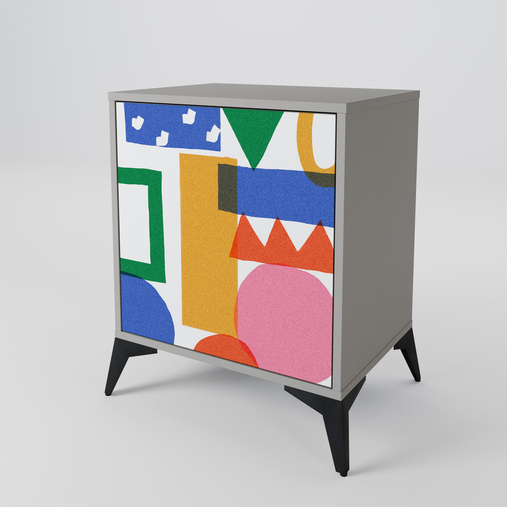 GEOMETRIC GLIMMER 1-Door Sideboard in Grey Finish