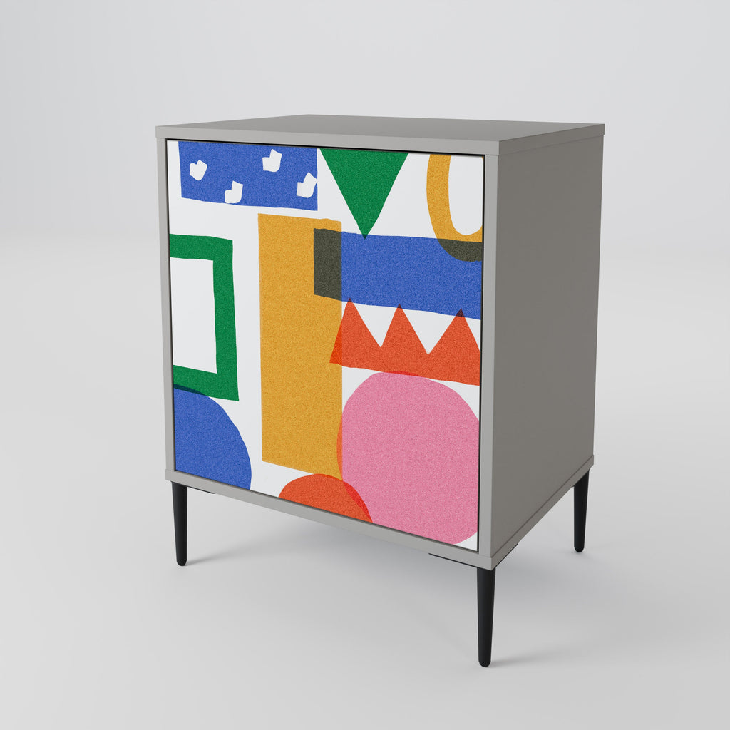 GEOMETRIC GLIMMER 1-Door Sideboard in Grey Finish