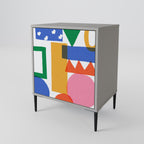 GEOMETRIC GLIMMER 1-Door Sideboard in Grey Finish
