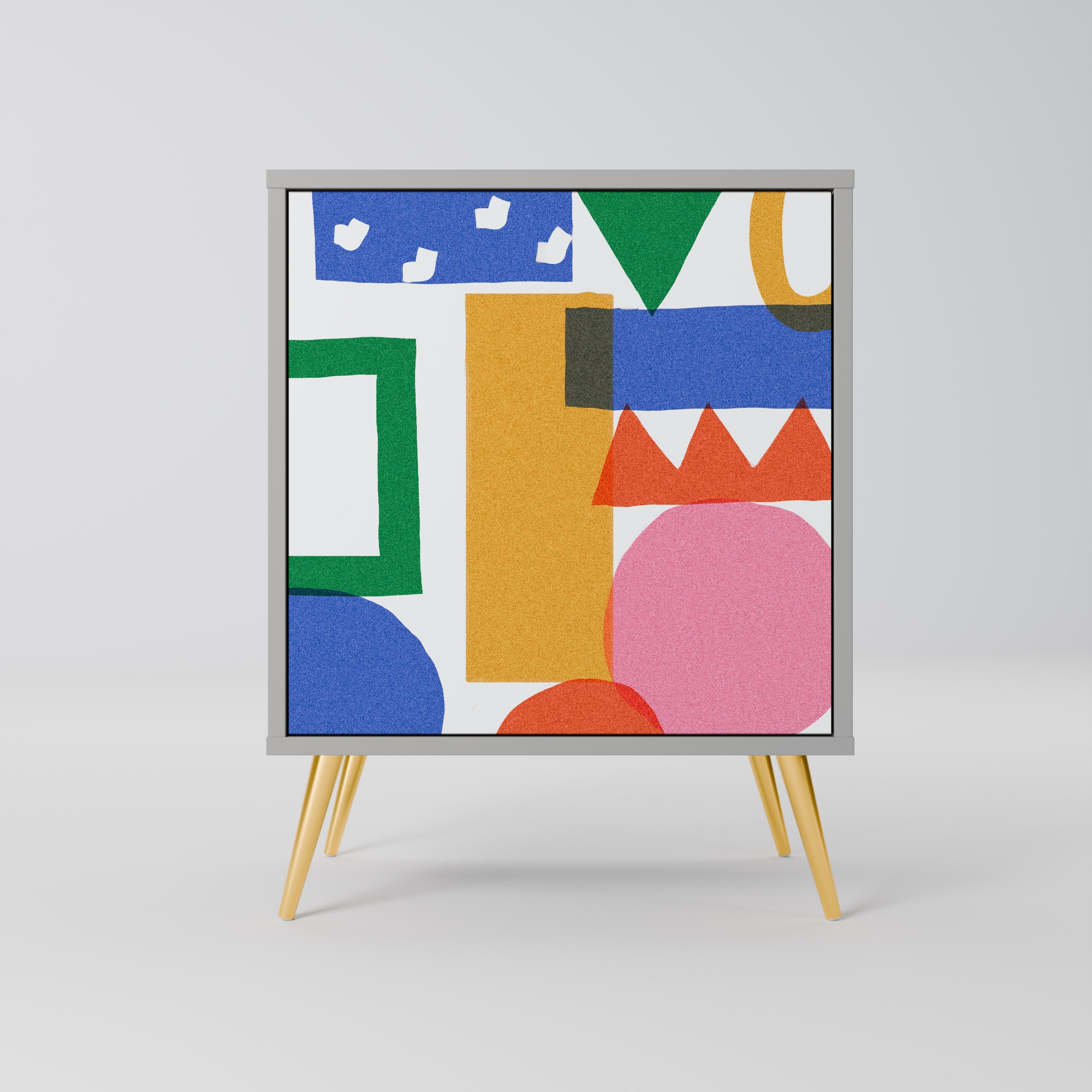 GEOMETRIC GLIMMER Aparador de 1 Porta em Acabamento Cinzento