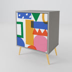 GEOMETRIC GLIMMER 1-Door Sideboard in Grey Finish