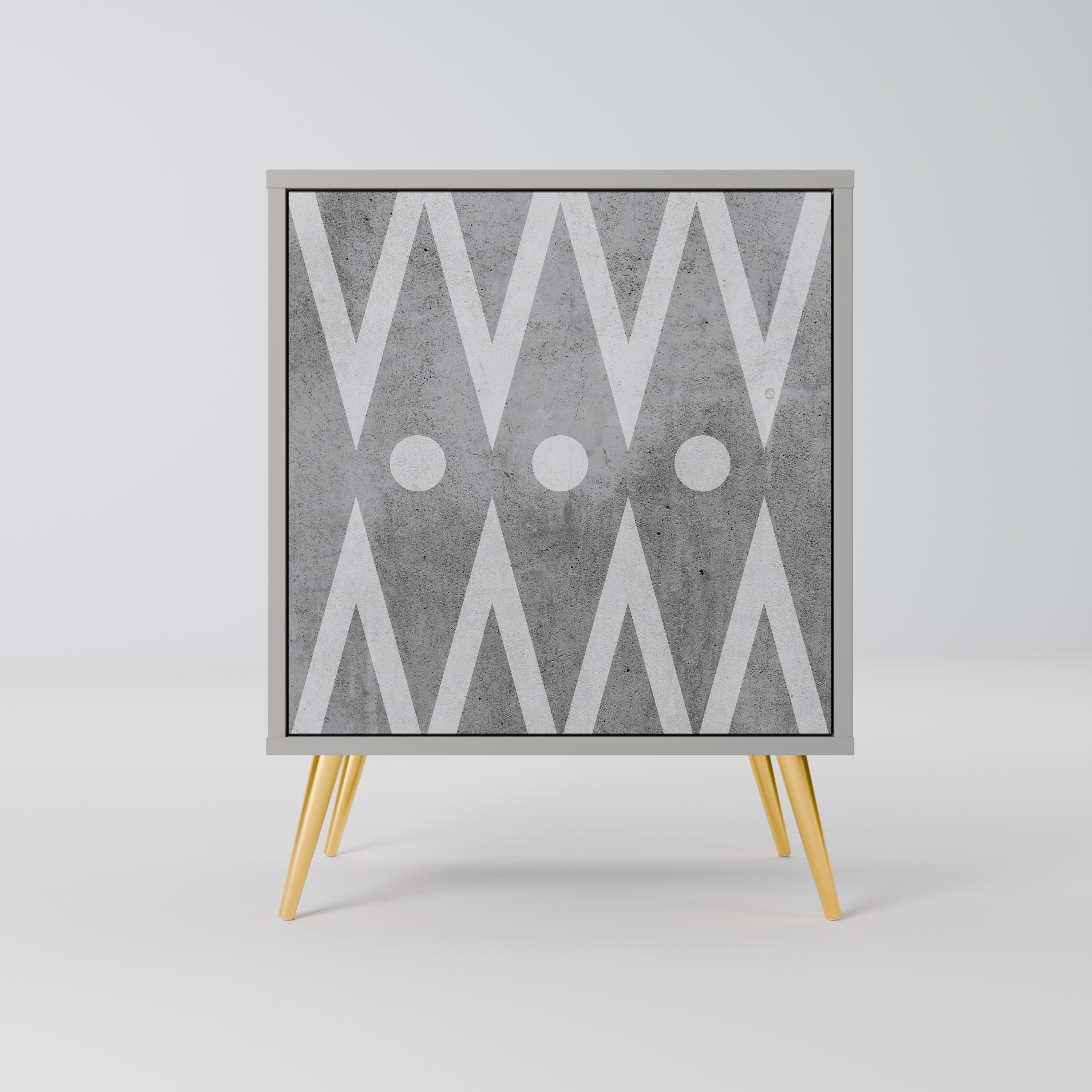 SHARP EDGES 1-Door Sideboard in Grey Finish