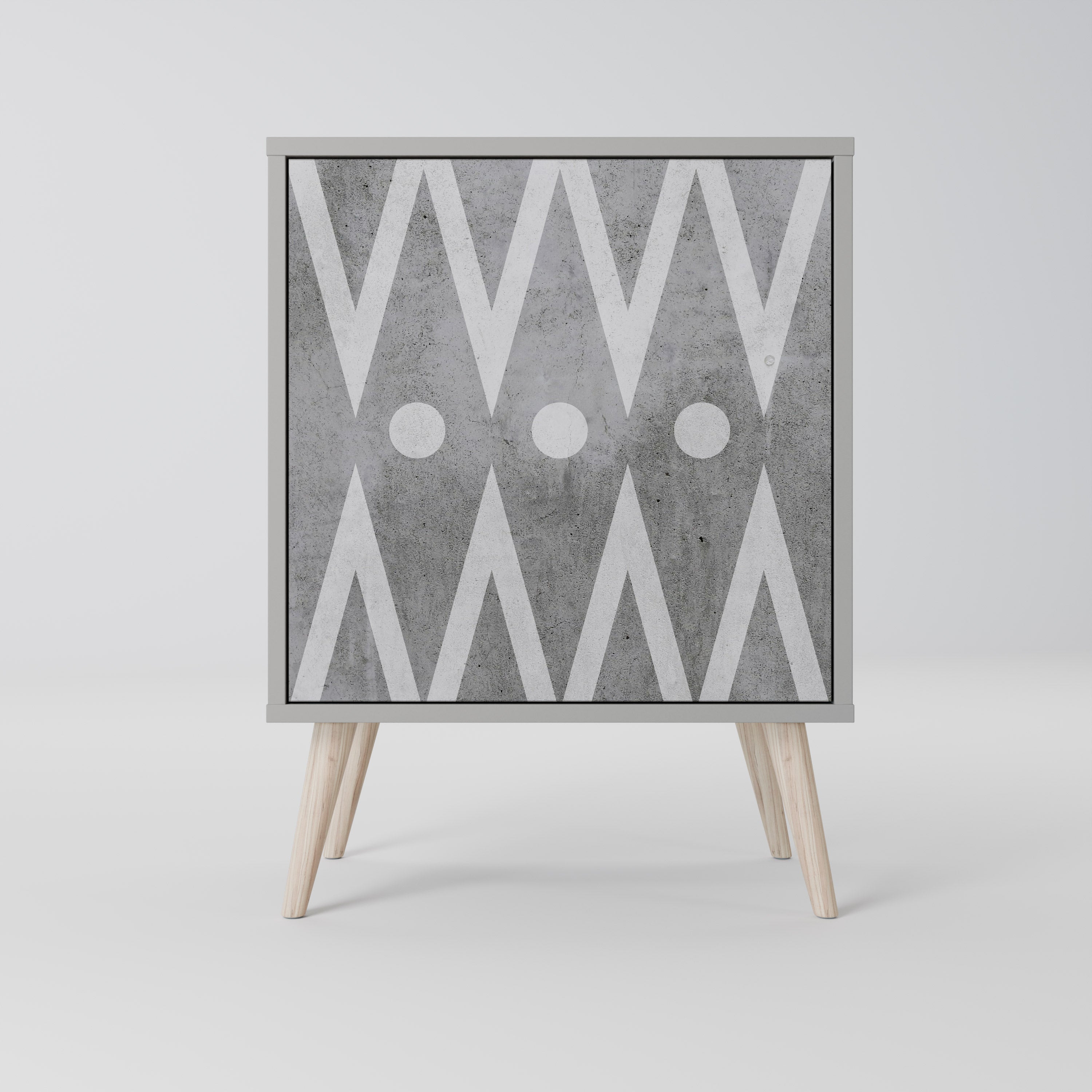 SHARP EDGES 1-Door Sideboard in Grey Finish