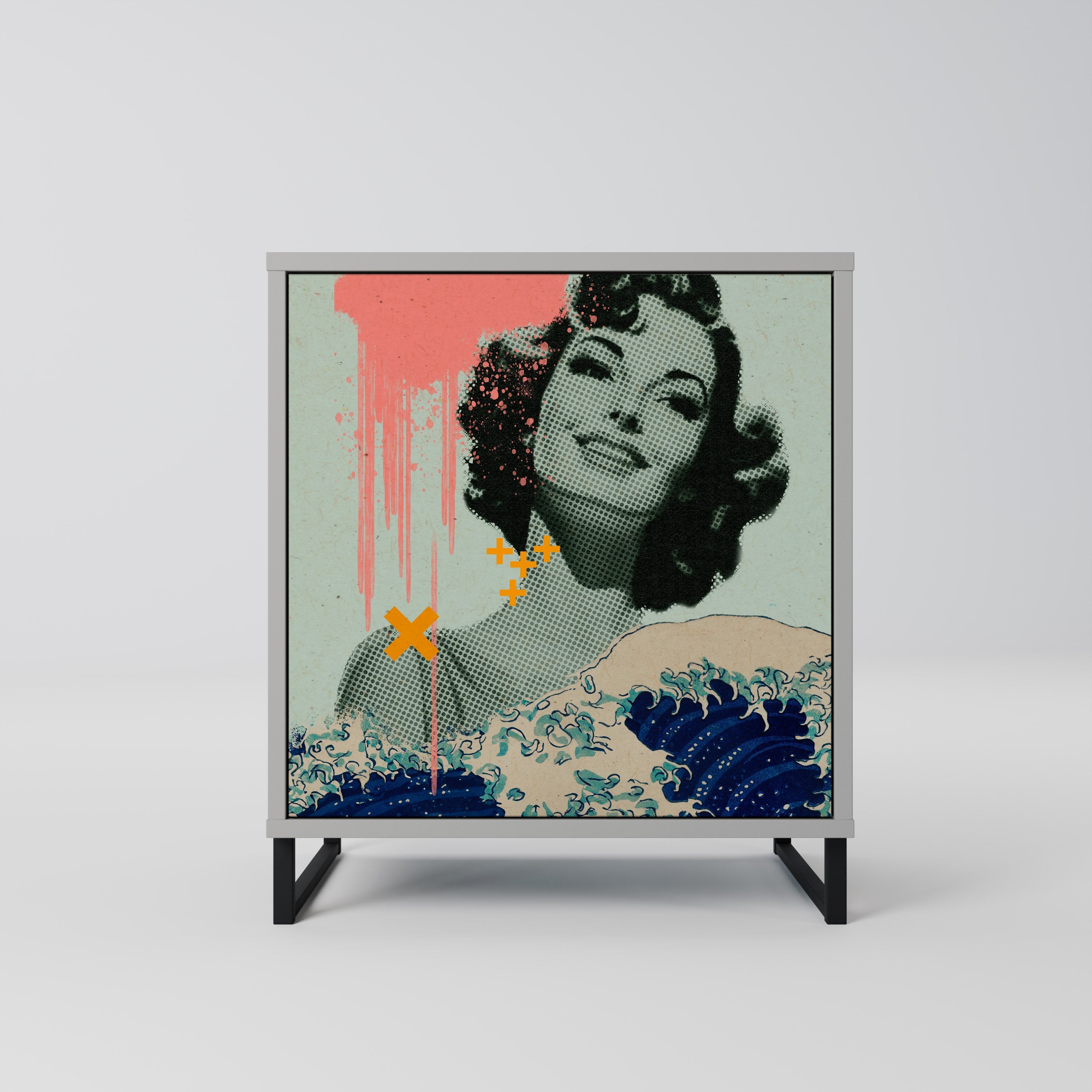 KANAGAWA BEAUTY Aparador de 1 Porta em Acabamento Cinzento