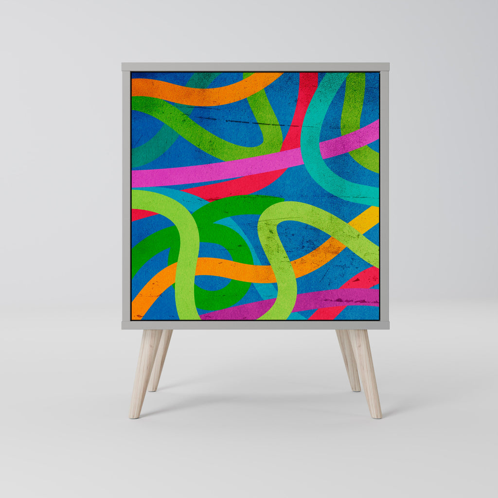 STREAMER TANGLE Aparador de 1 Porta em Acabamento Cinzento