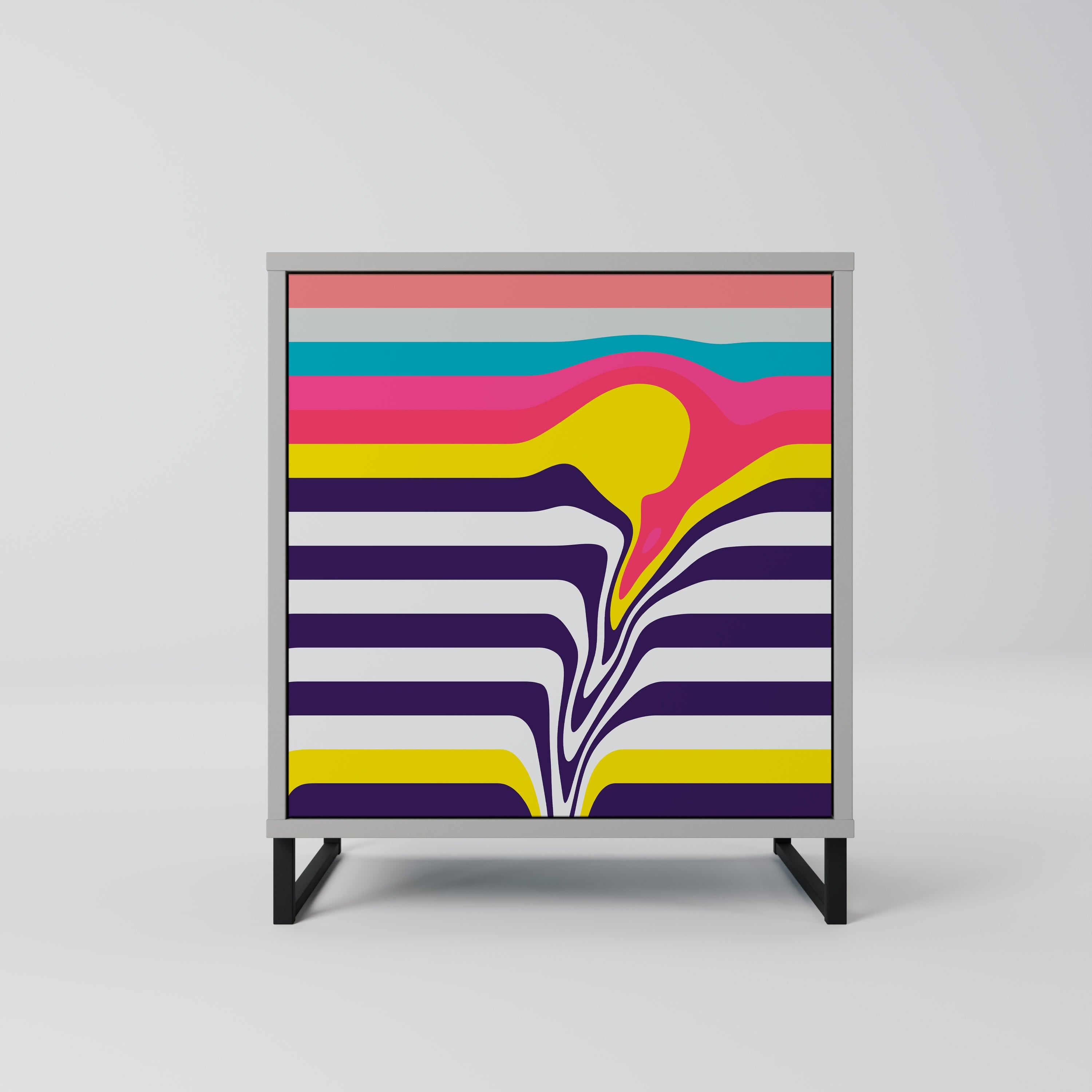 TONE COLLAPSE 1-Door Sideboard in Grey Finish