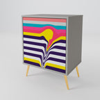 TONE COLLAPSE 1-Door Sideboard in Grey Finish