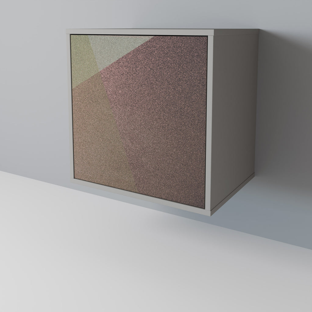 BEIGE GEOMETRY Aparador de 1 Porta em Acabamento Cinzento