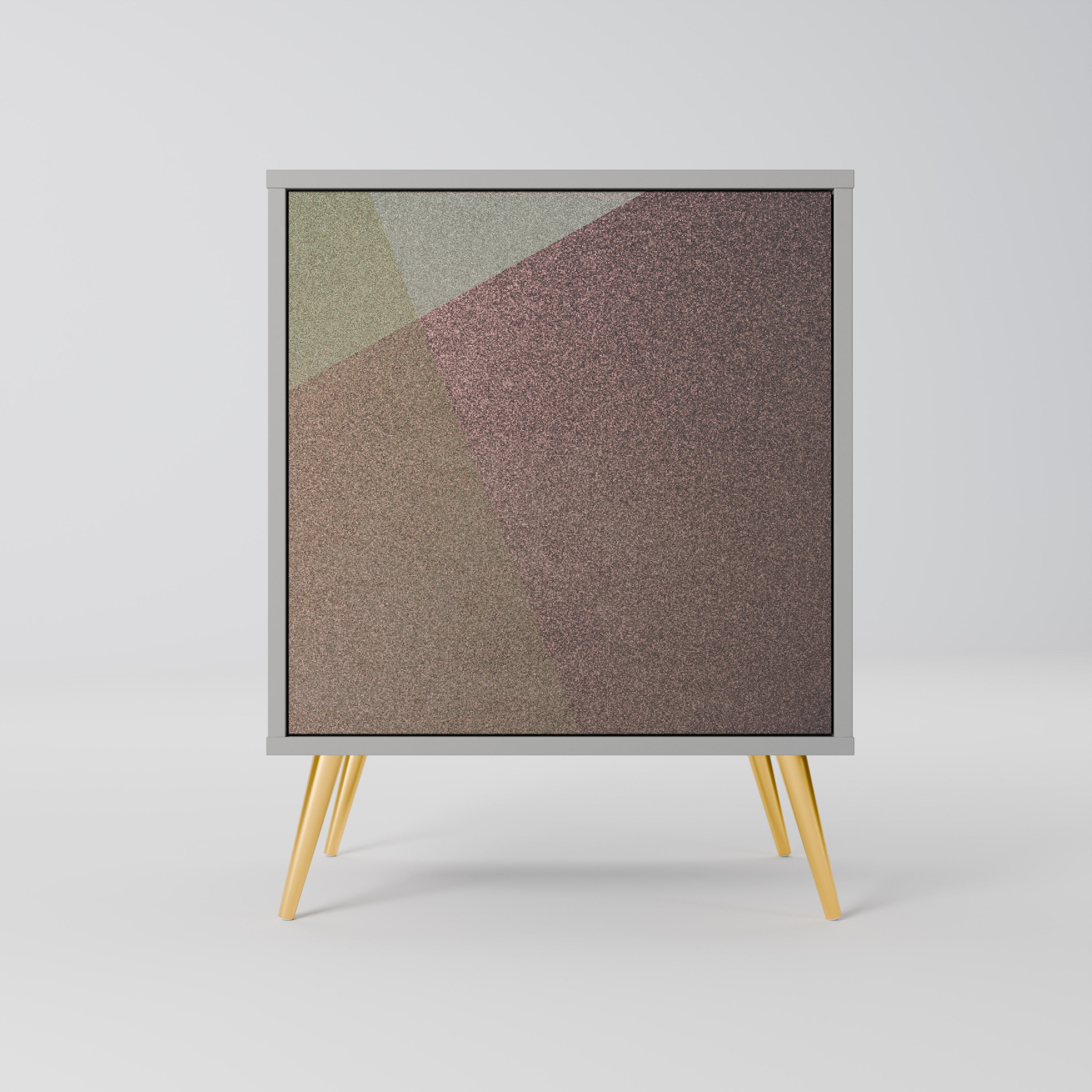 BEIGE GEOMETRY Aparador de 1 Porta em Acabamento Cinzento