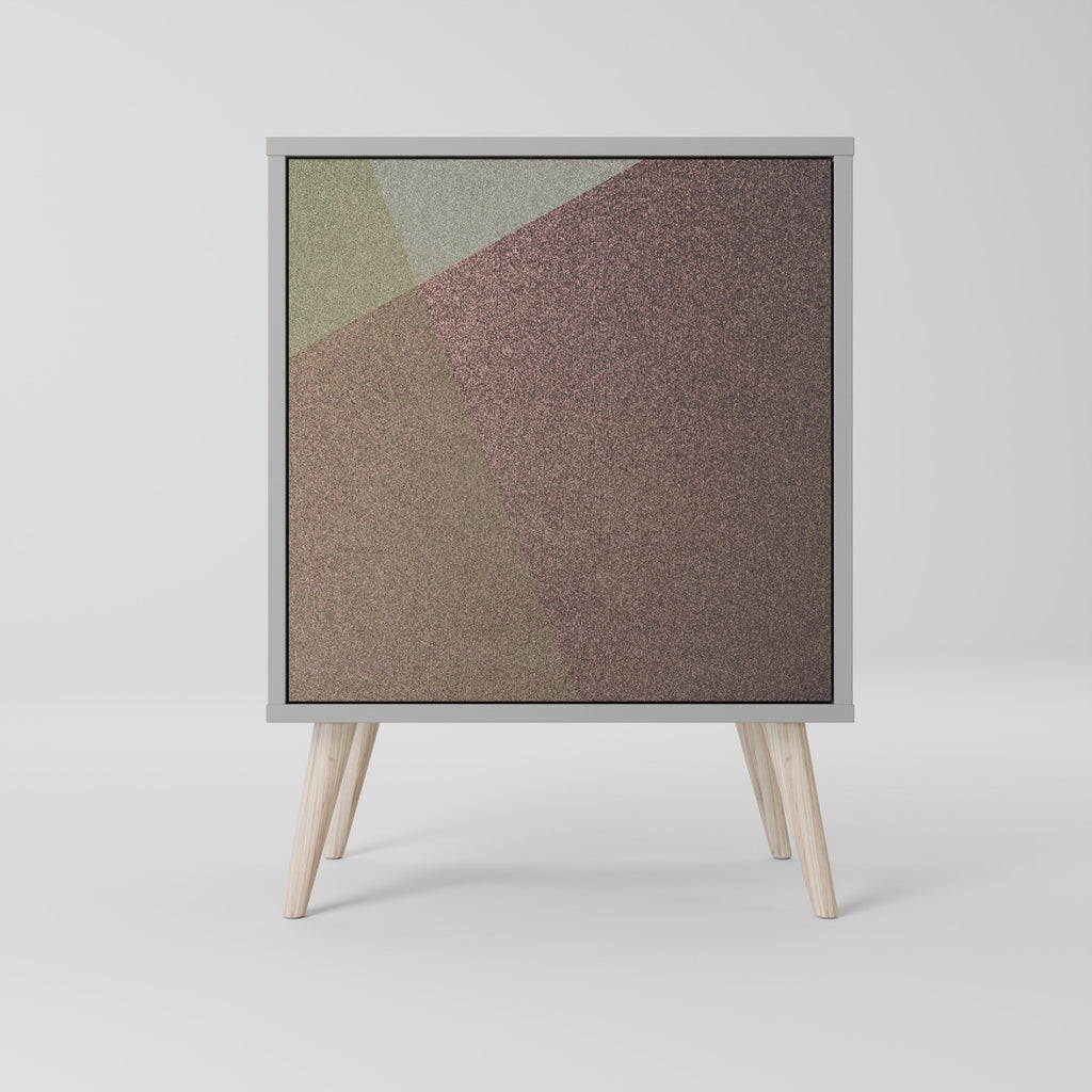 BEIGE GEOMETRY Aparador de 1 Porta em Acabamento Cinzento