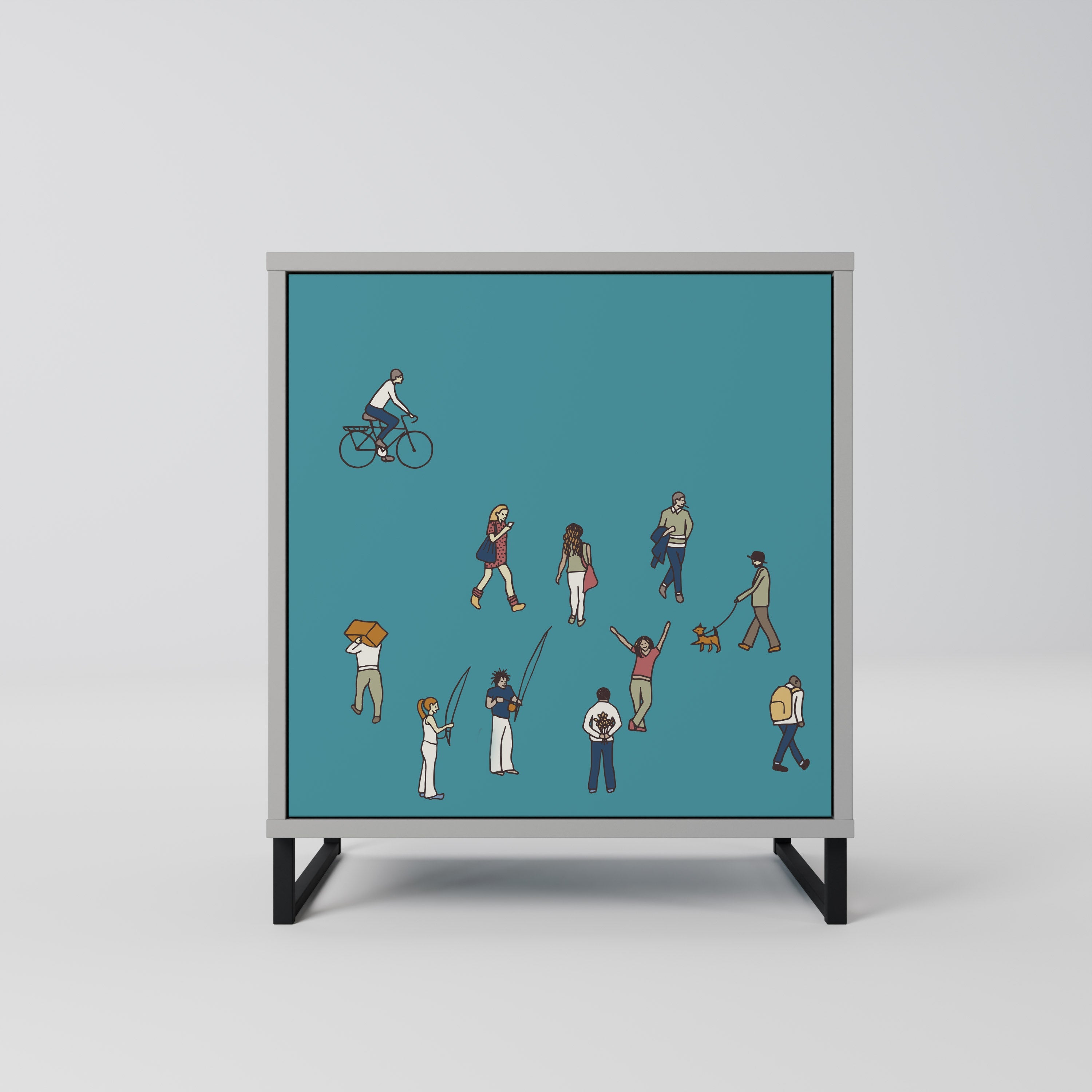 COLLECTIVE STREAM Aparador de 1 Porta em Acabamento Cinzento