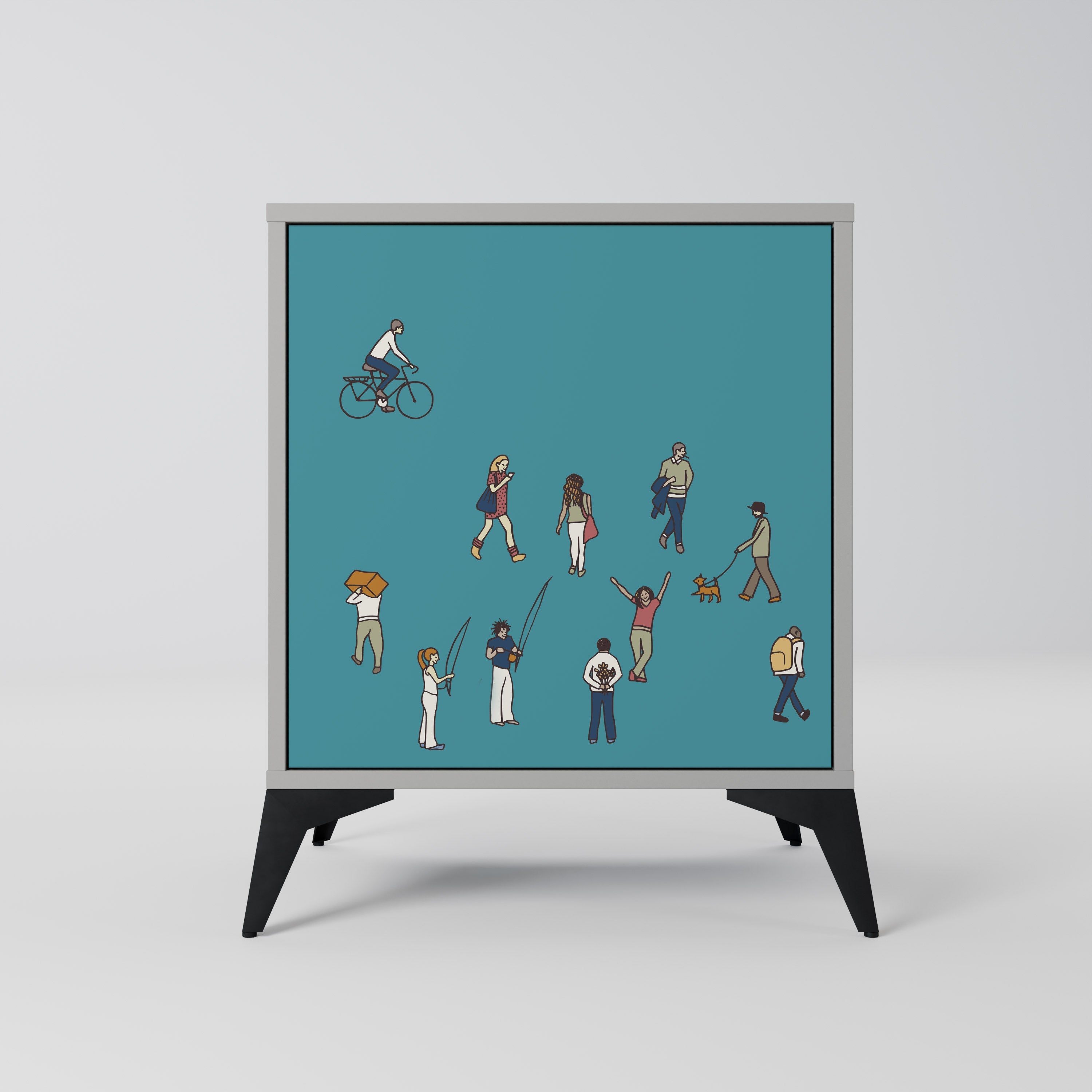 COLLECTIVE STREAM Aparador de 1 Porta em Acabamento Cinzento