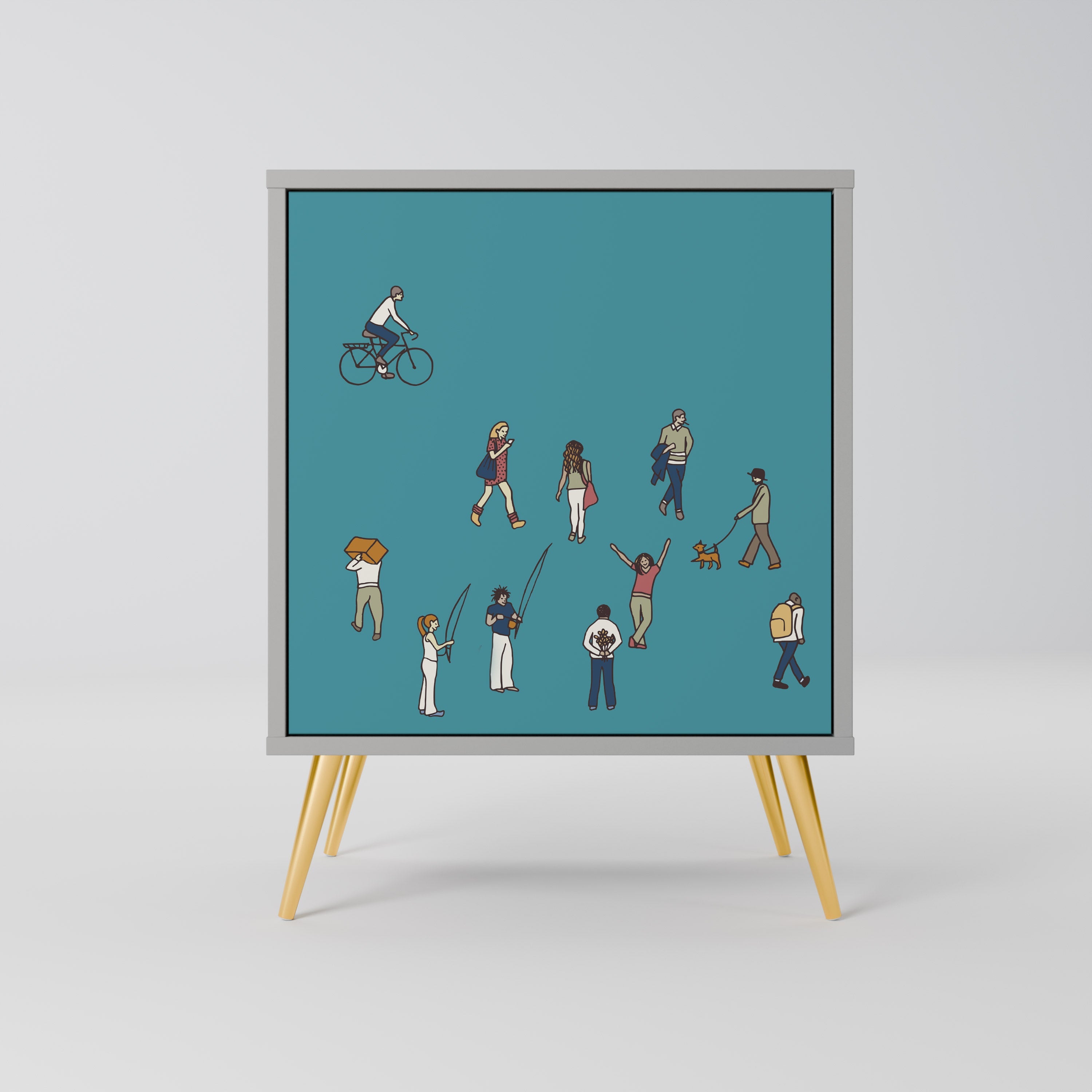 COLLECTIVE STREAM Aparador de 1 Porta em Acabamento Cinzento