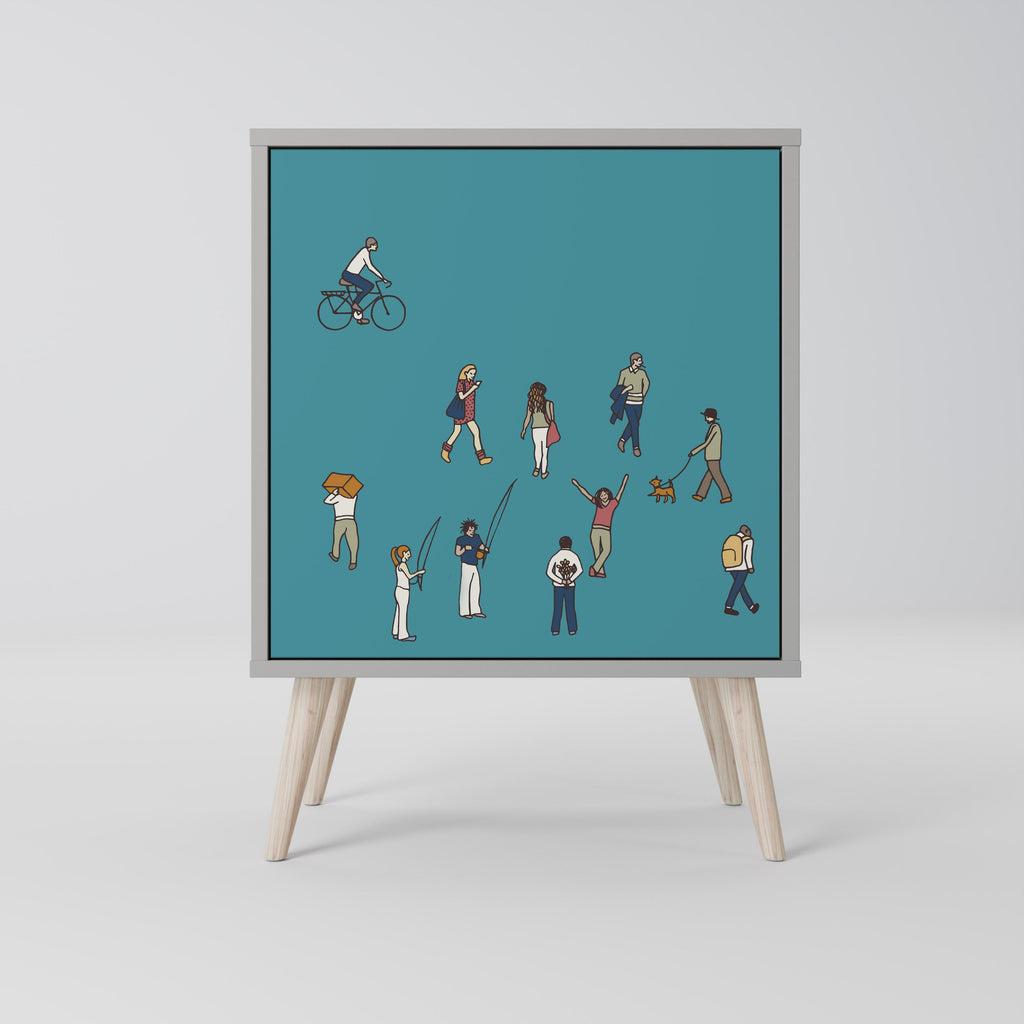 COLLECTIVE STREAM Aparador de 1 Porta em Acabamento Cinzento