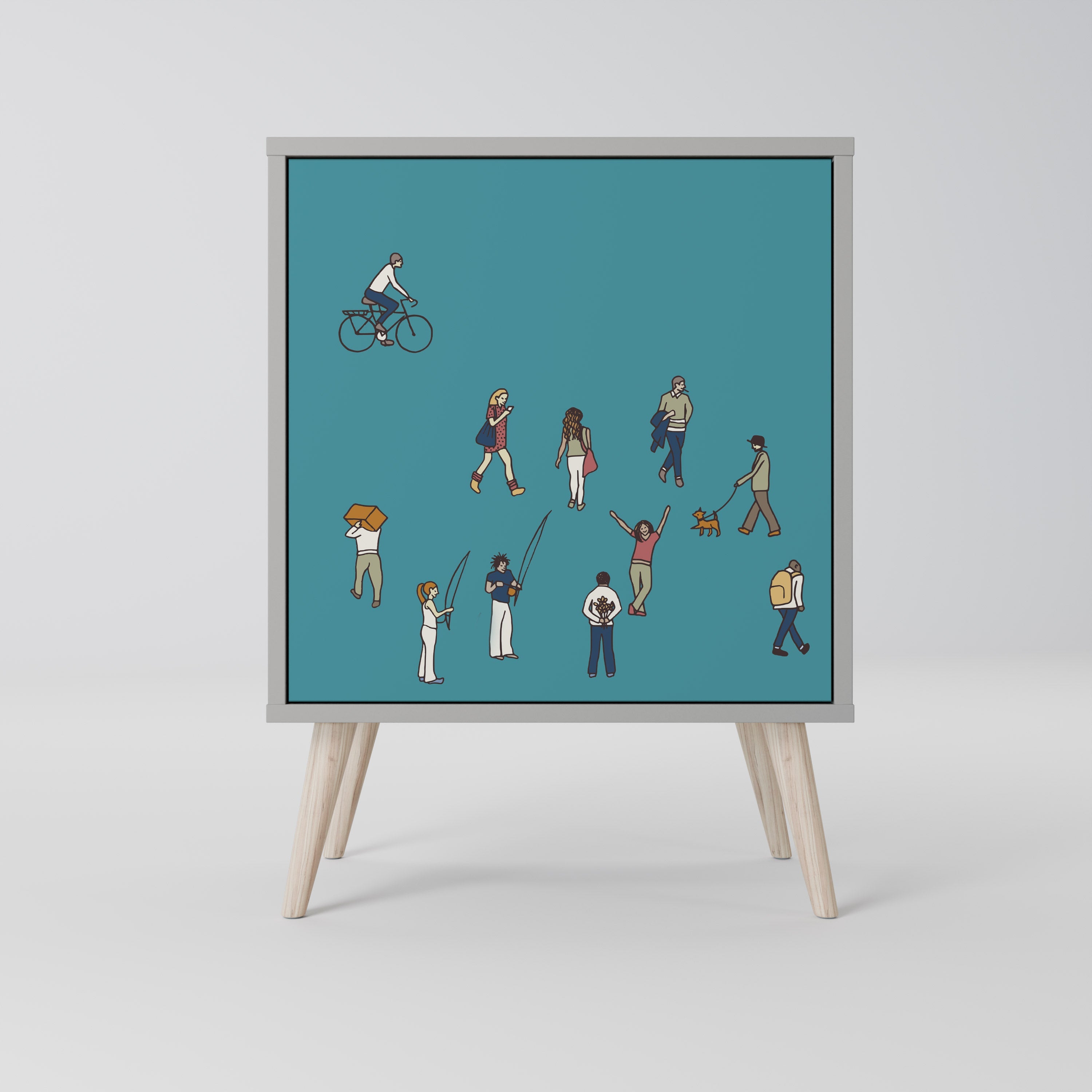 COLLECTIVE STREAM Aparador de 1 Porta em Acabamento Cinzento