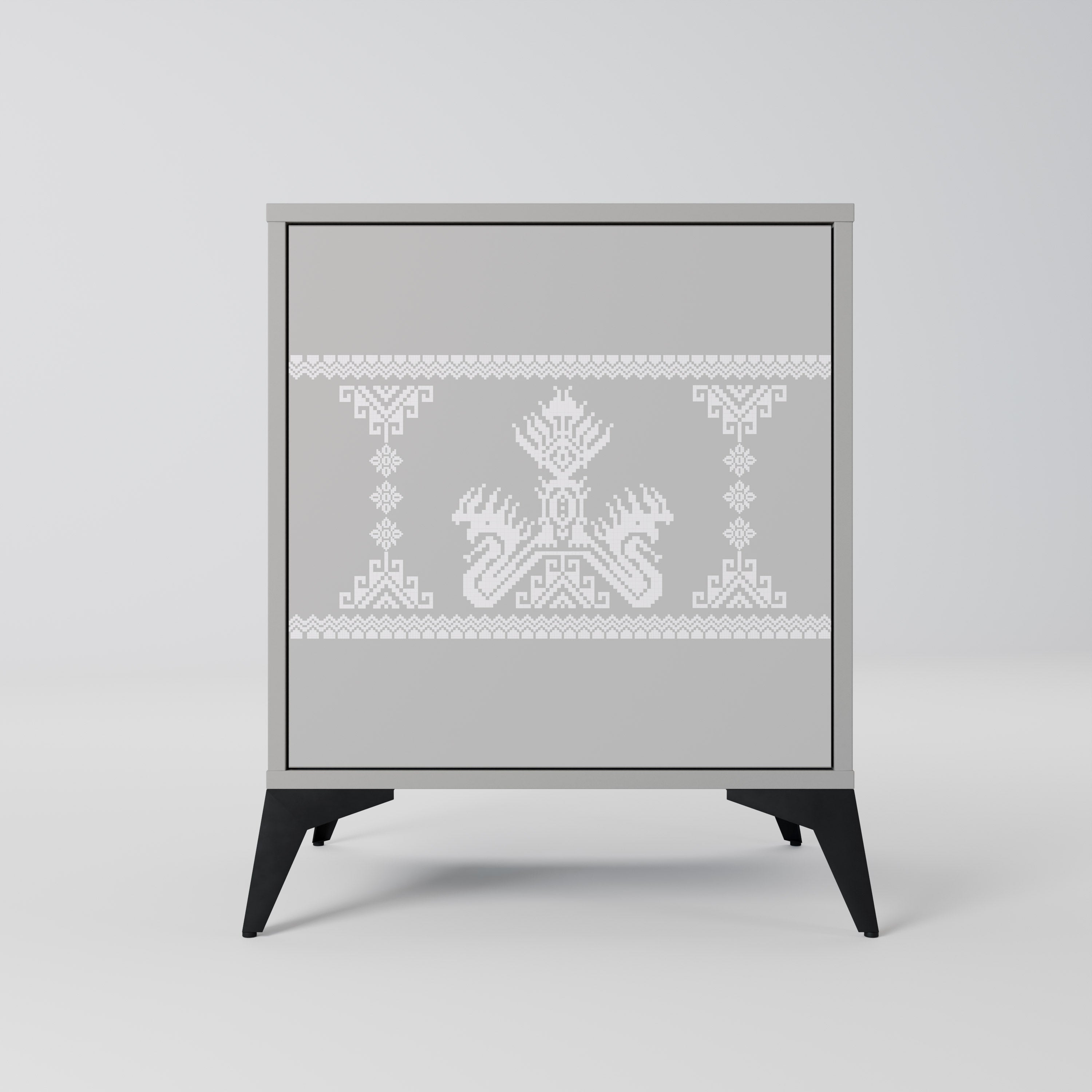 THAI GRAY Aparador de 1 Porta em Acabamento Cinzento