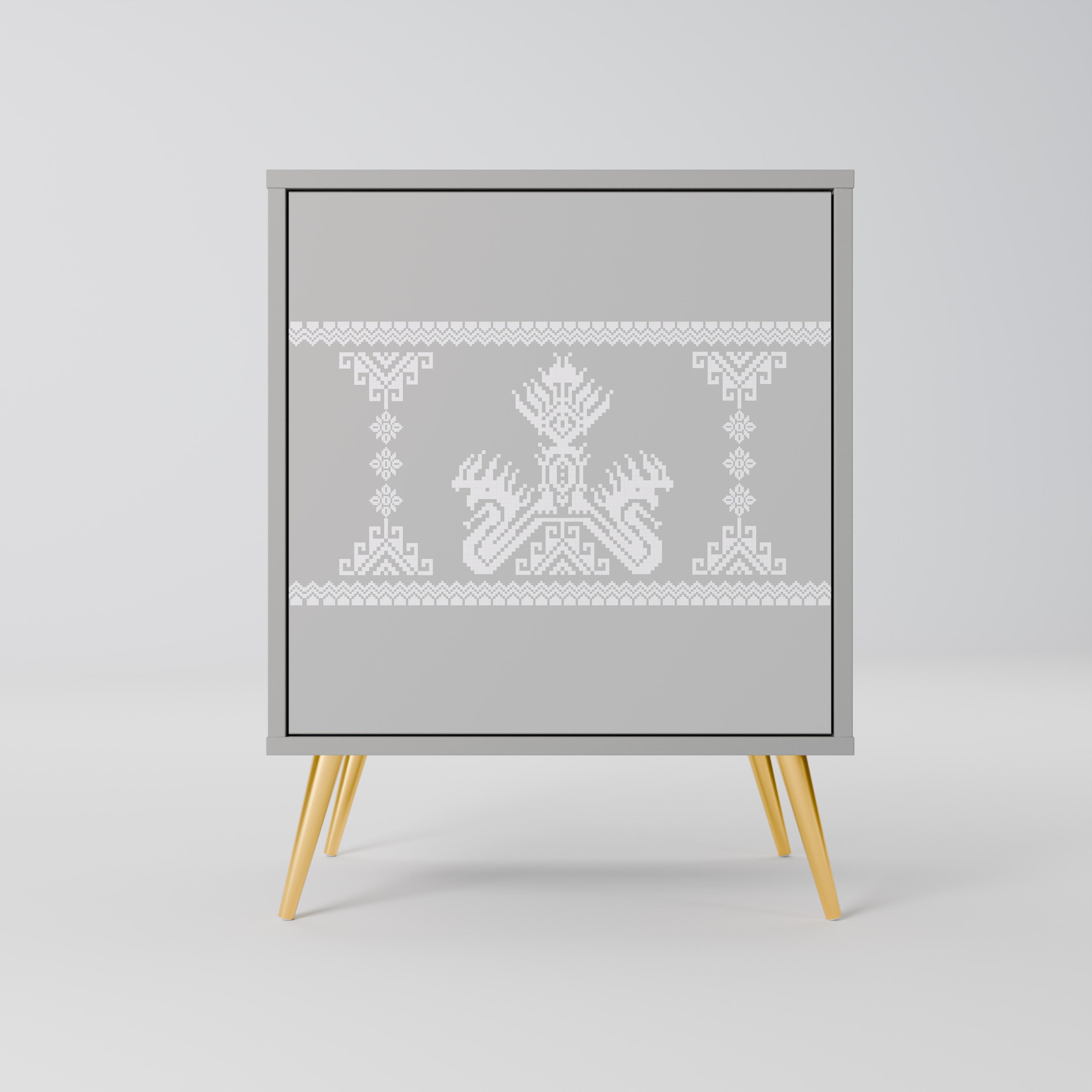 THAI GRAY Aparador de 1 Porta em Acabamento Cinzento