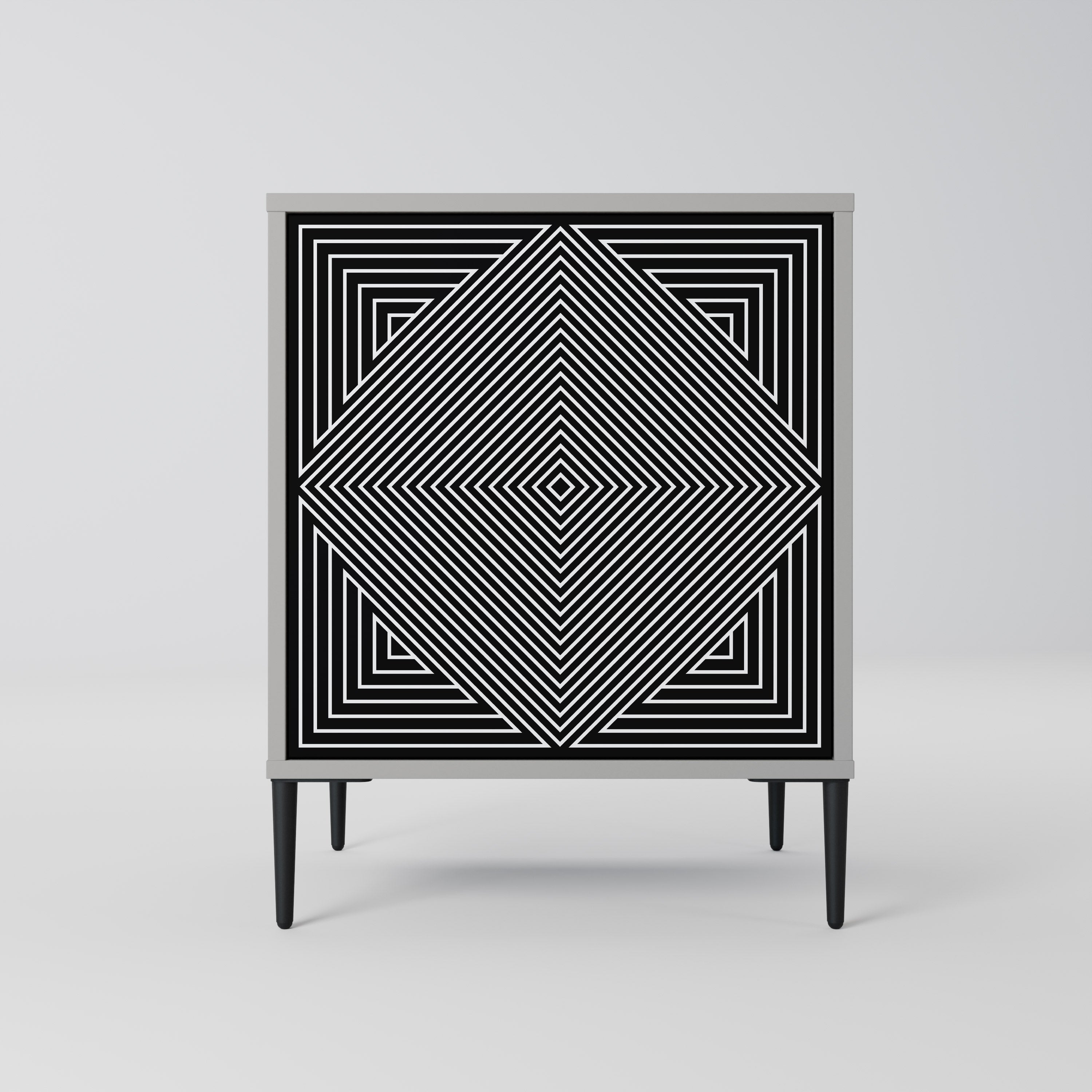 POLYGON ILLUSION 1-Door Sideboard in Grey Finish