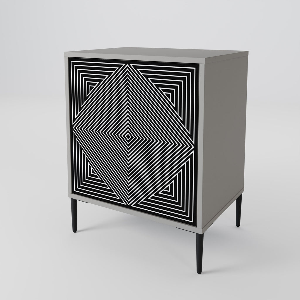 POLYGON ILLUSION 1-Door Sideboard in Grey Finish