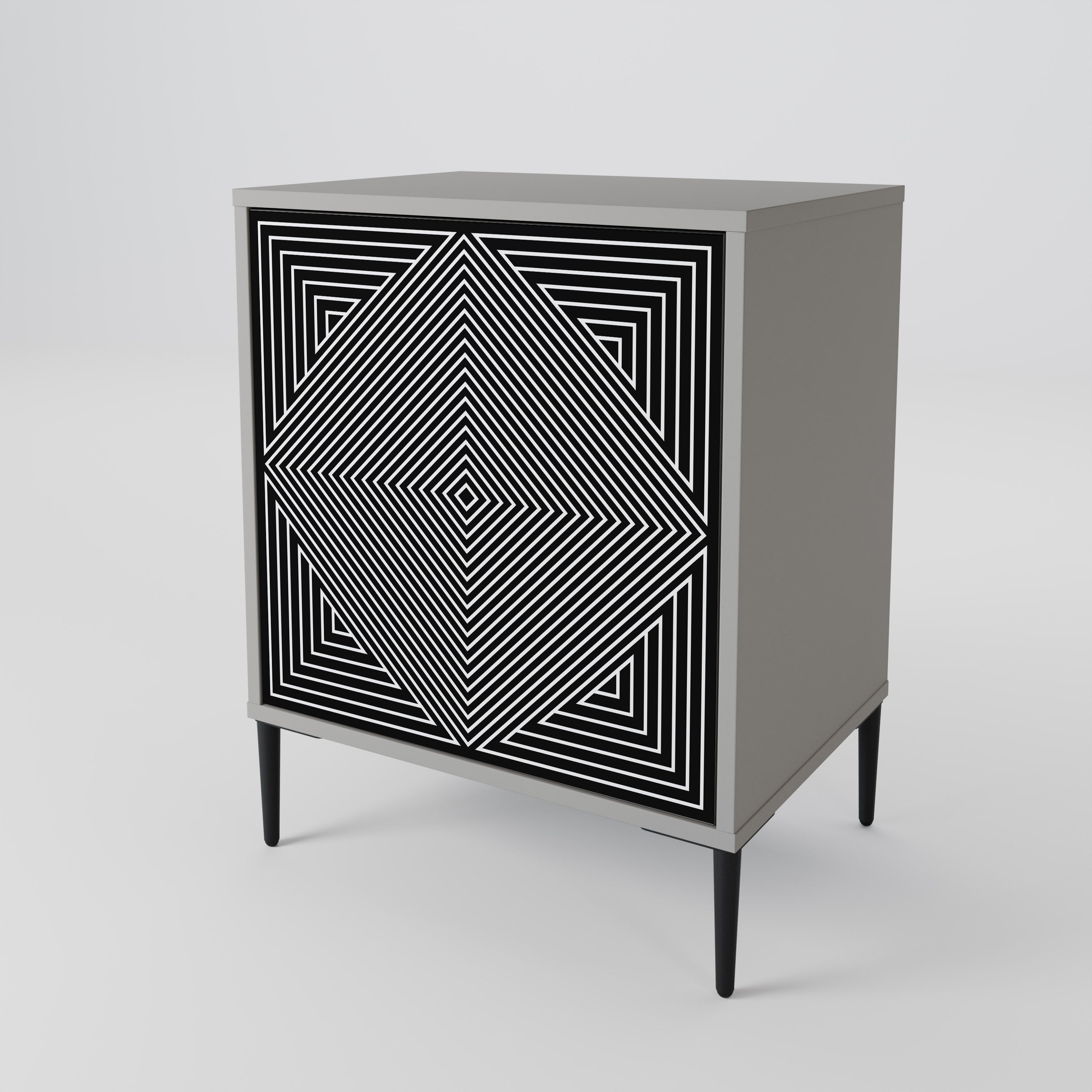 POLYGON ILLUSION 1-Door Sideboard in Grey Finish