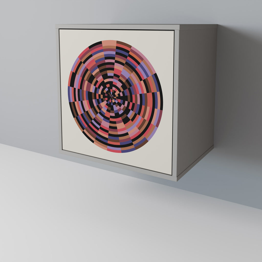 BROWN CIRCLES 1-Door Sideboard in Grey Finish