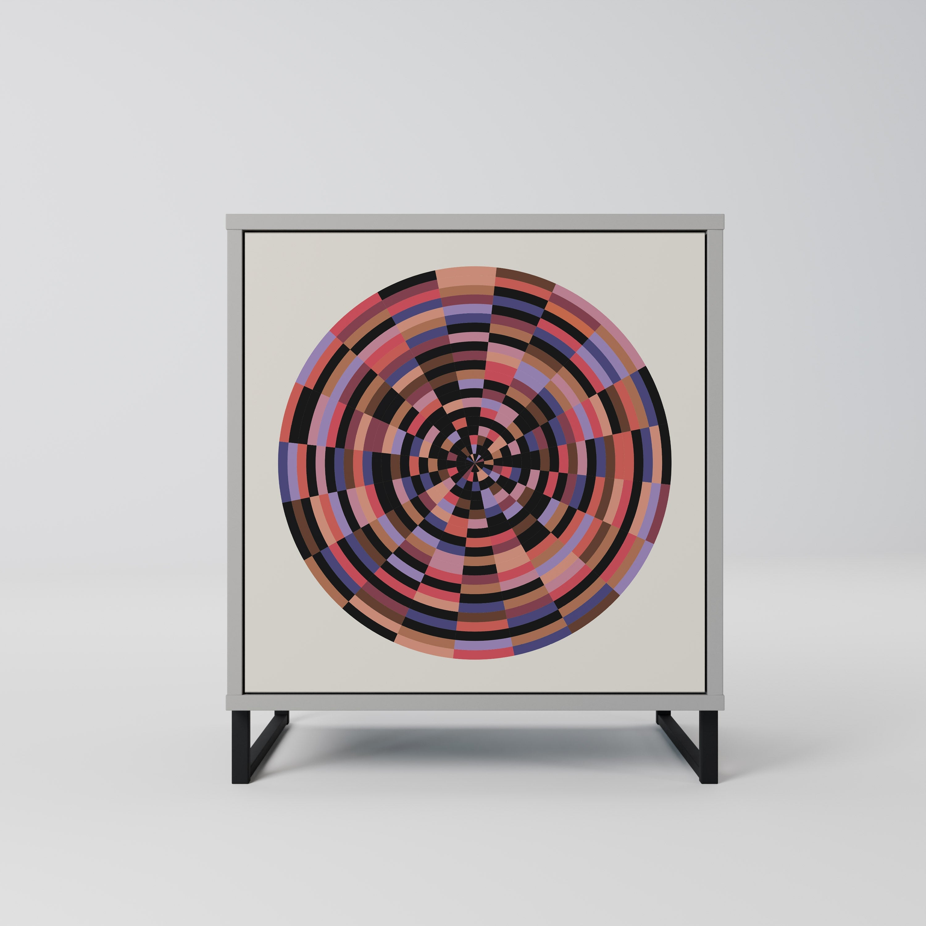 BROWN CIRCLES 1-Door Sideboard in Grey Finish