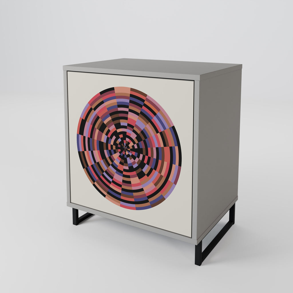 BROWN CIRCLES 1-Door Sideboard in Grey Finish