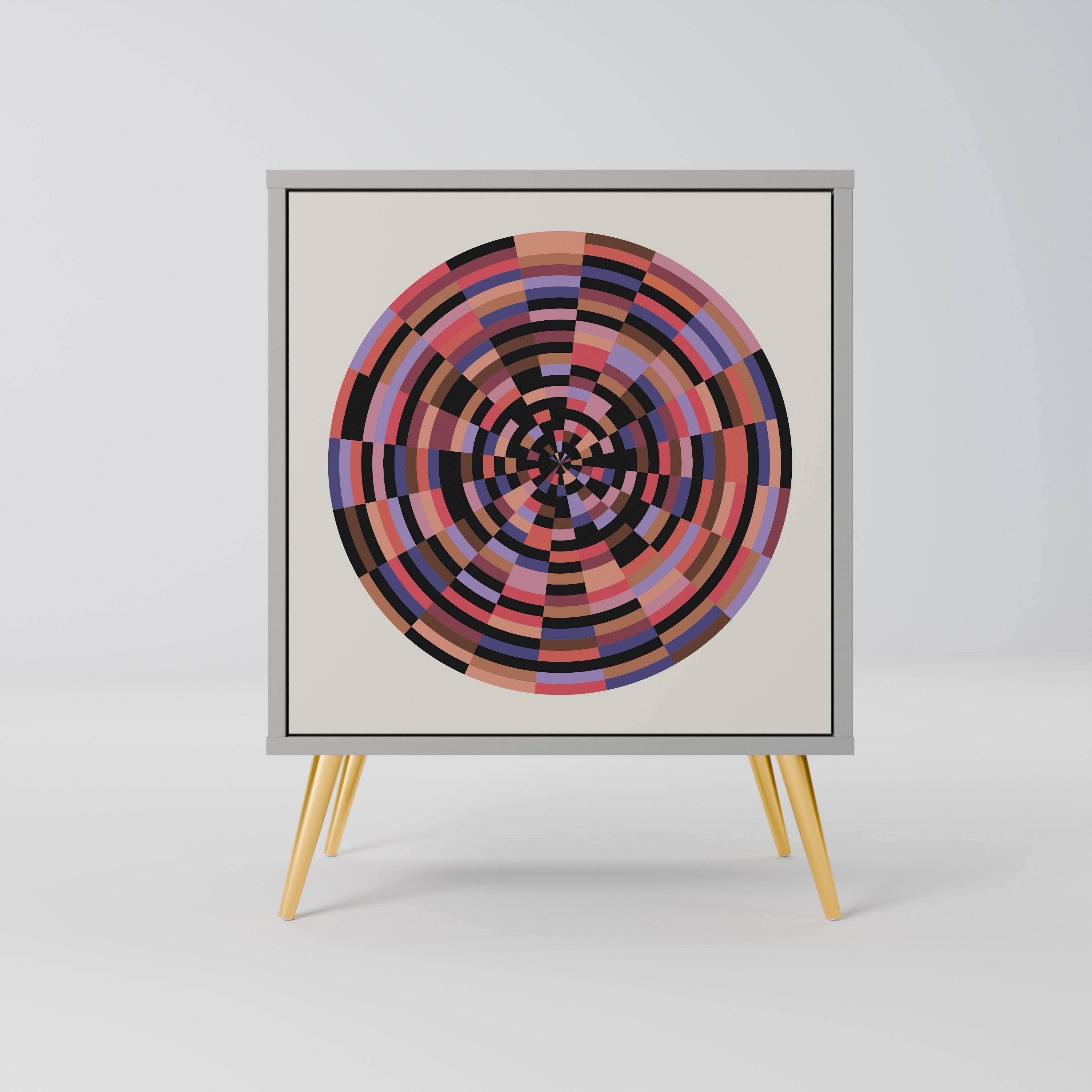 BROWN CIRCLES 1-Door Sideboard in Grey Finish