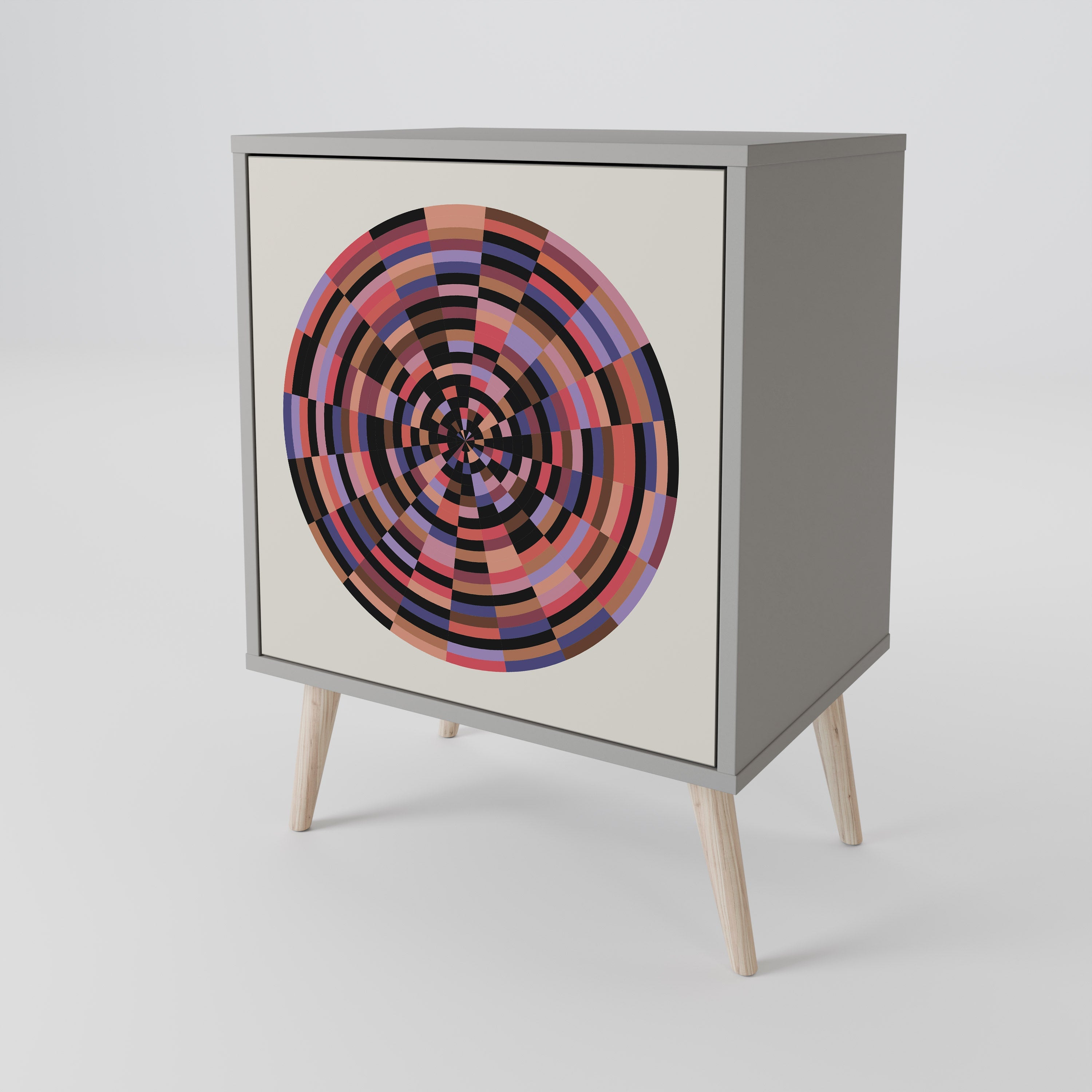 BROWN CIRCLES 1-Door Sideboard in Grey Finish