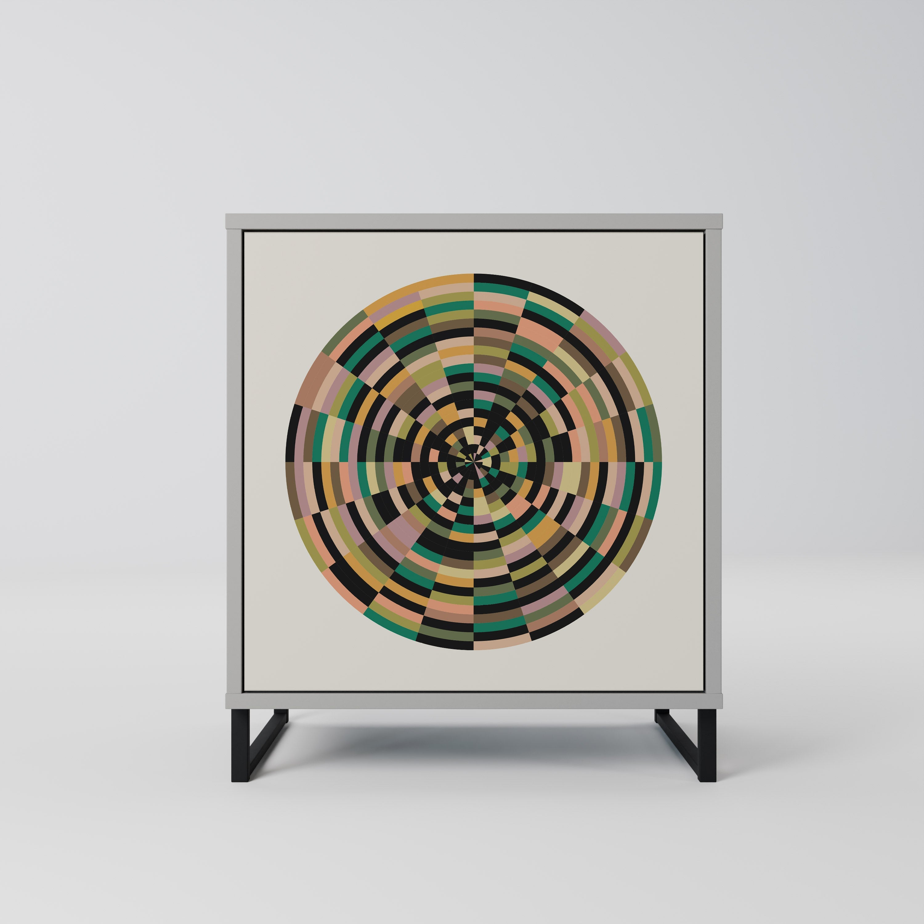 GREEN CIRCLES 1-Door Sideboard in Grey Finish