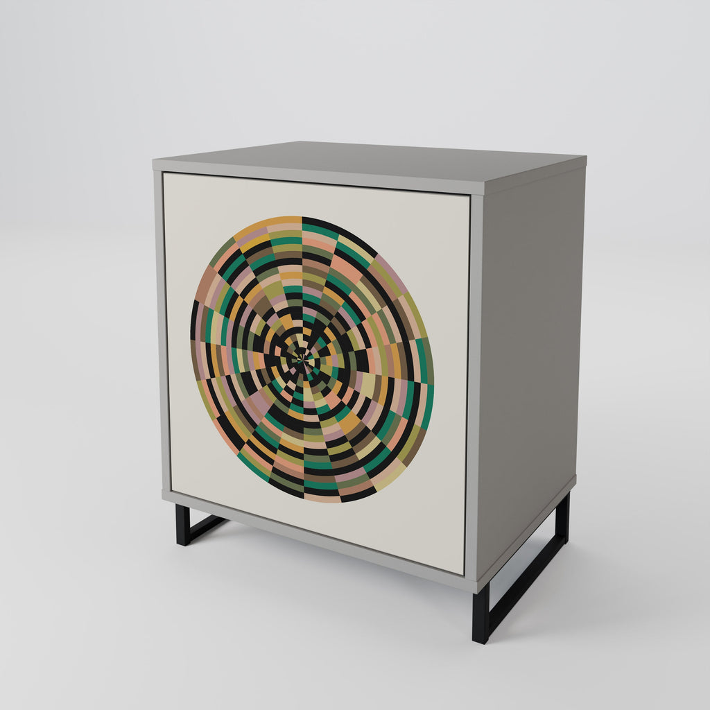 GREEN CIRCLES Aparador de 1 Porta em Acabamento Cinzento