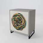 GREEN CIRCLES Aparador de 1 Porta em Acabamento Cinzento