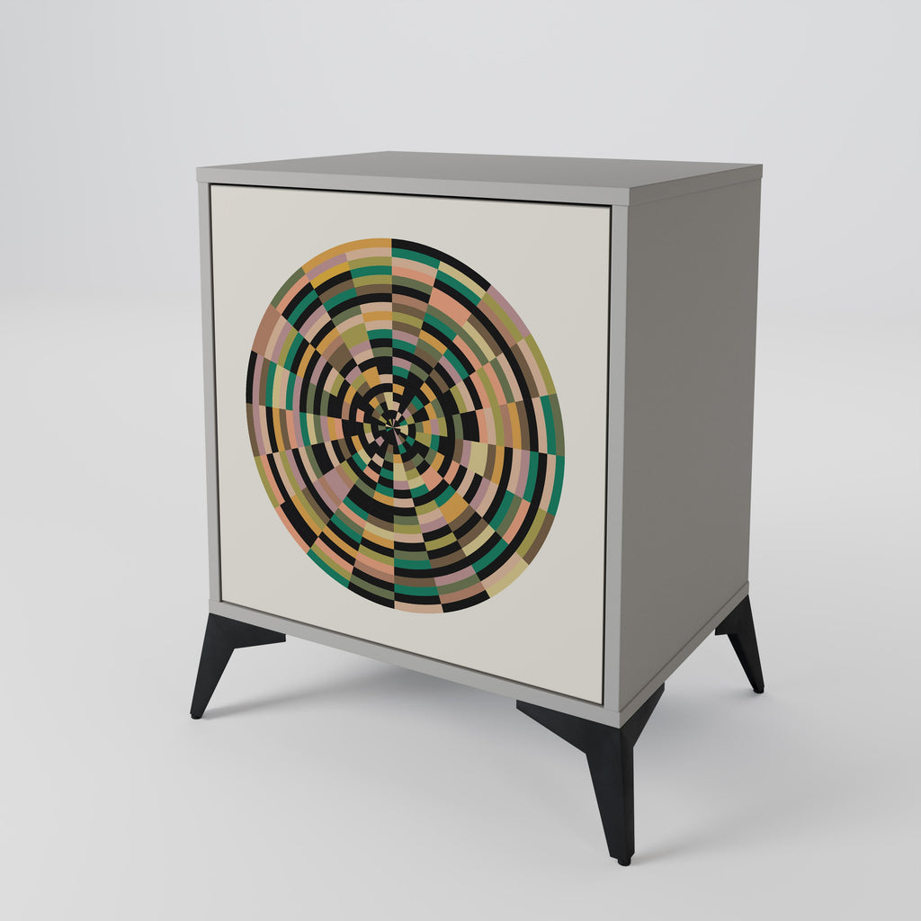 GREEN CIRCLES Aparador de 1 Porta em Acabamento Cinzento