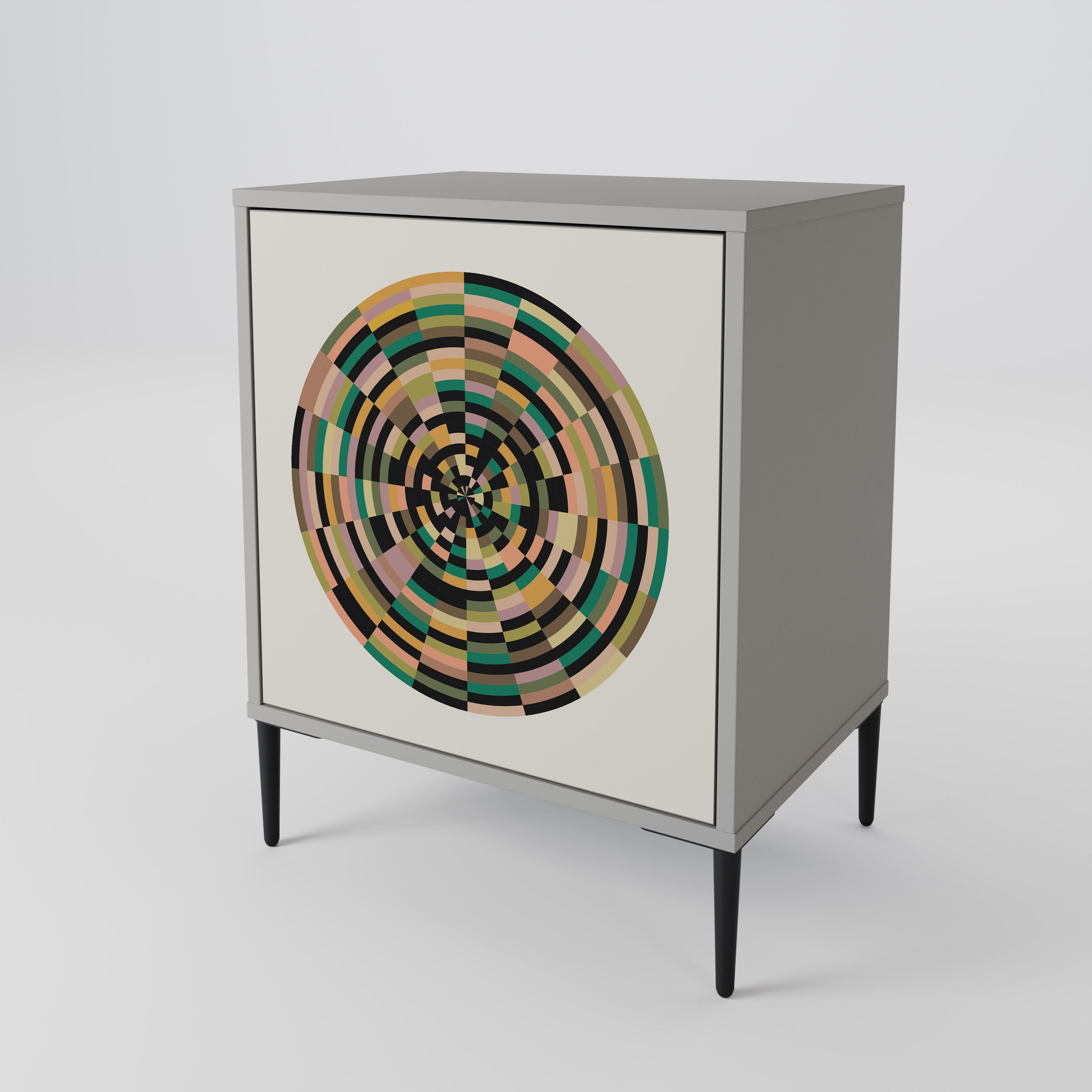 GREEN CIRCLES 1-Door Sideboard in Grey Finish