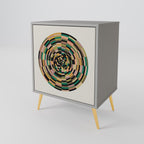 GREEN CIRCLES Aparador de 1 Porta em Acabamento Cinzento