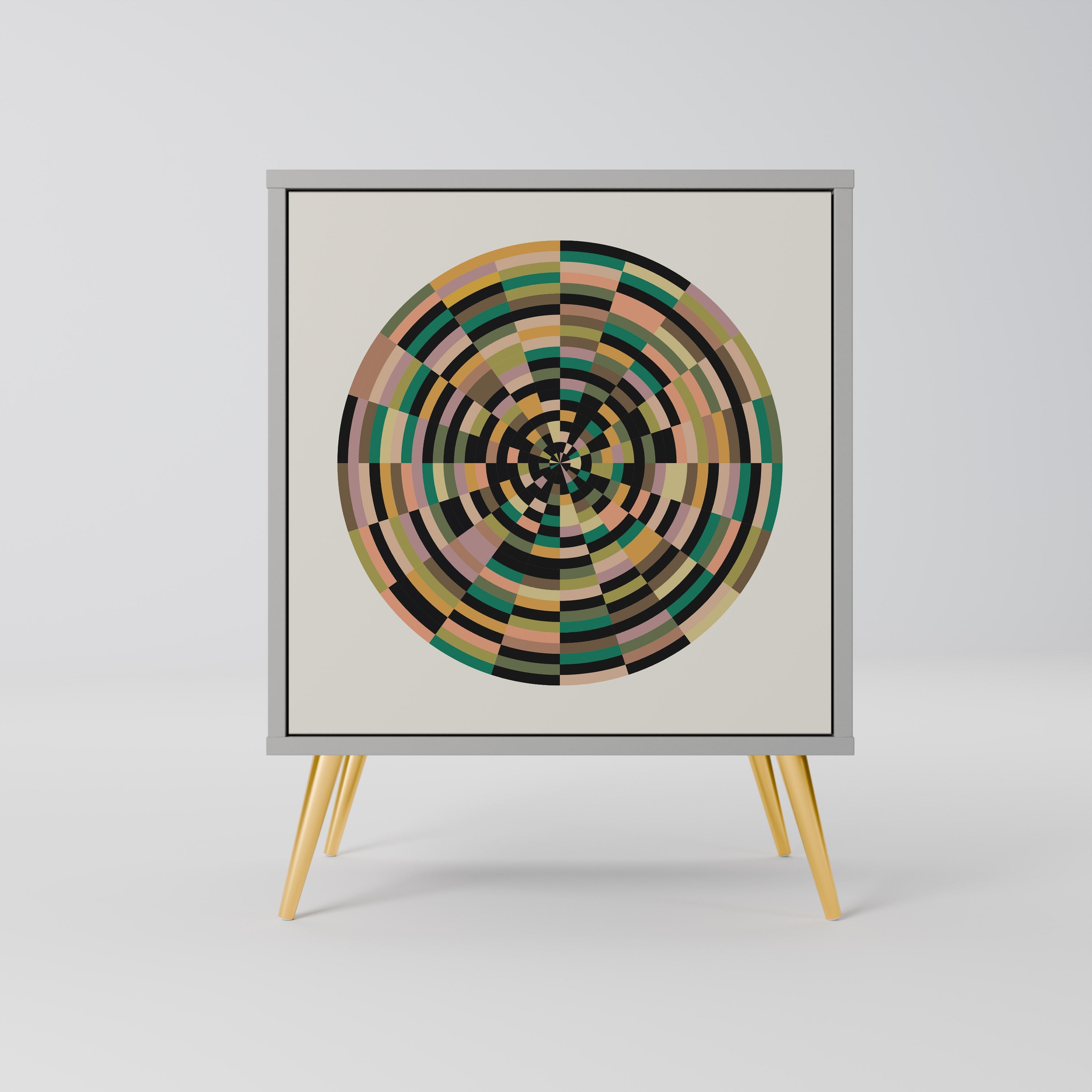 GREEN CIRCLES 1-Door Sideboard in Grey Finish