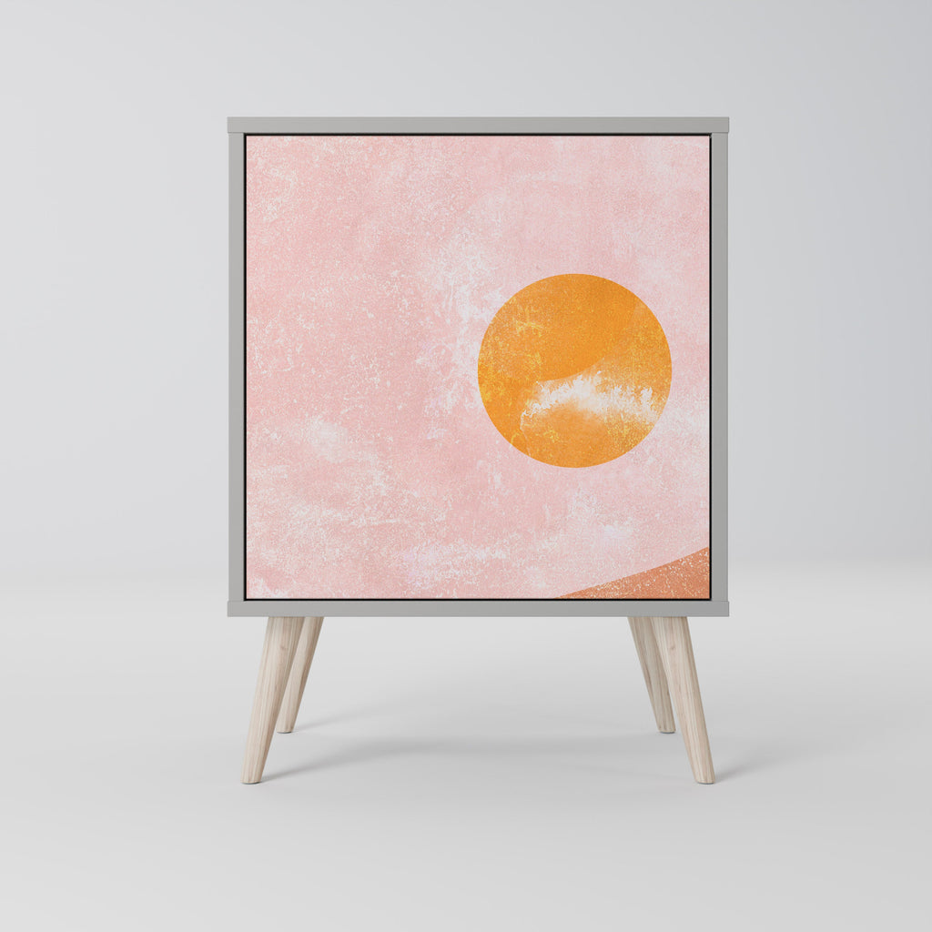 LUMINOUS SUNLIGHT 1-Door Sideboard in Grey Finish