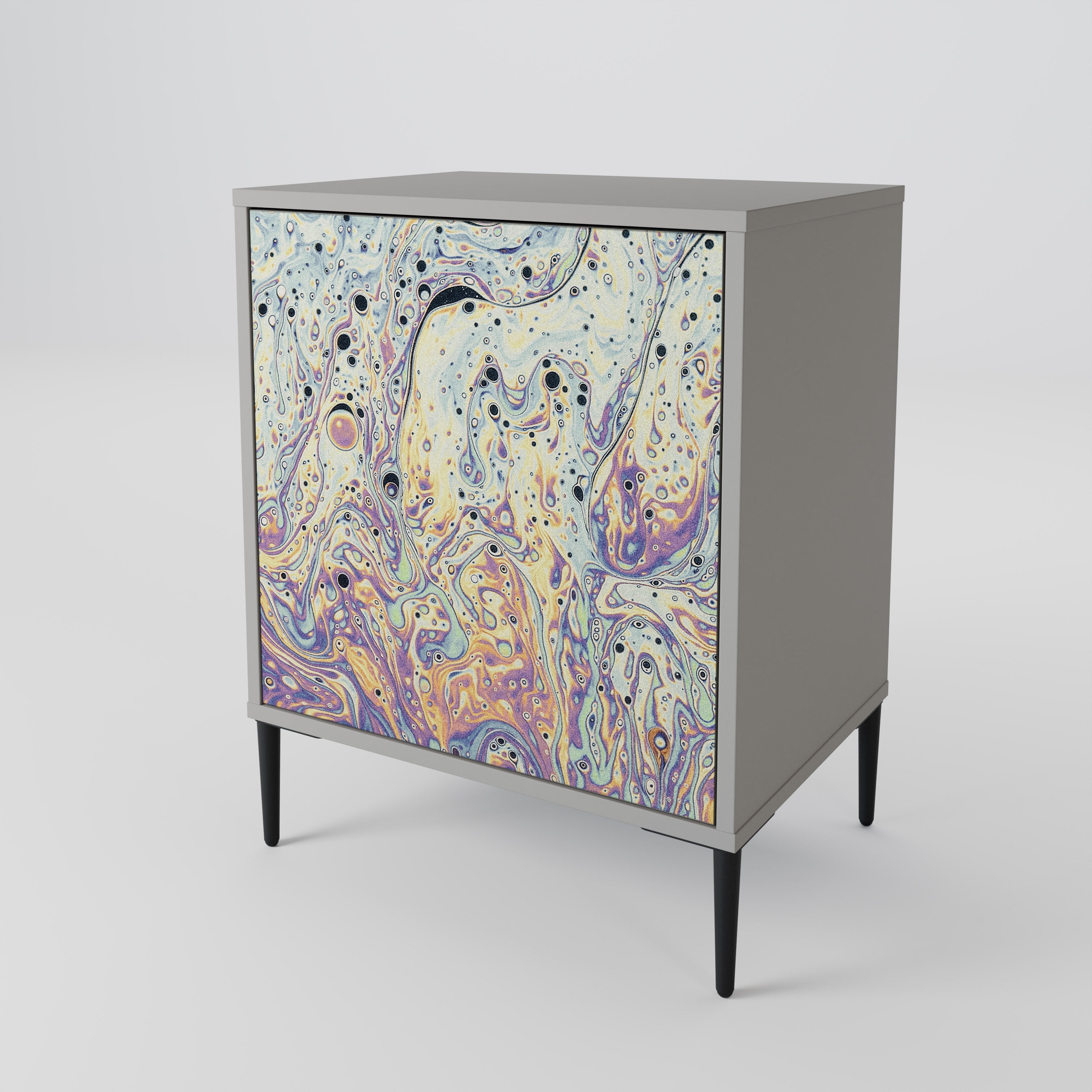 MOSAIC OF COLORS 1-Door Sideboard in Grey Finish