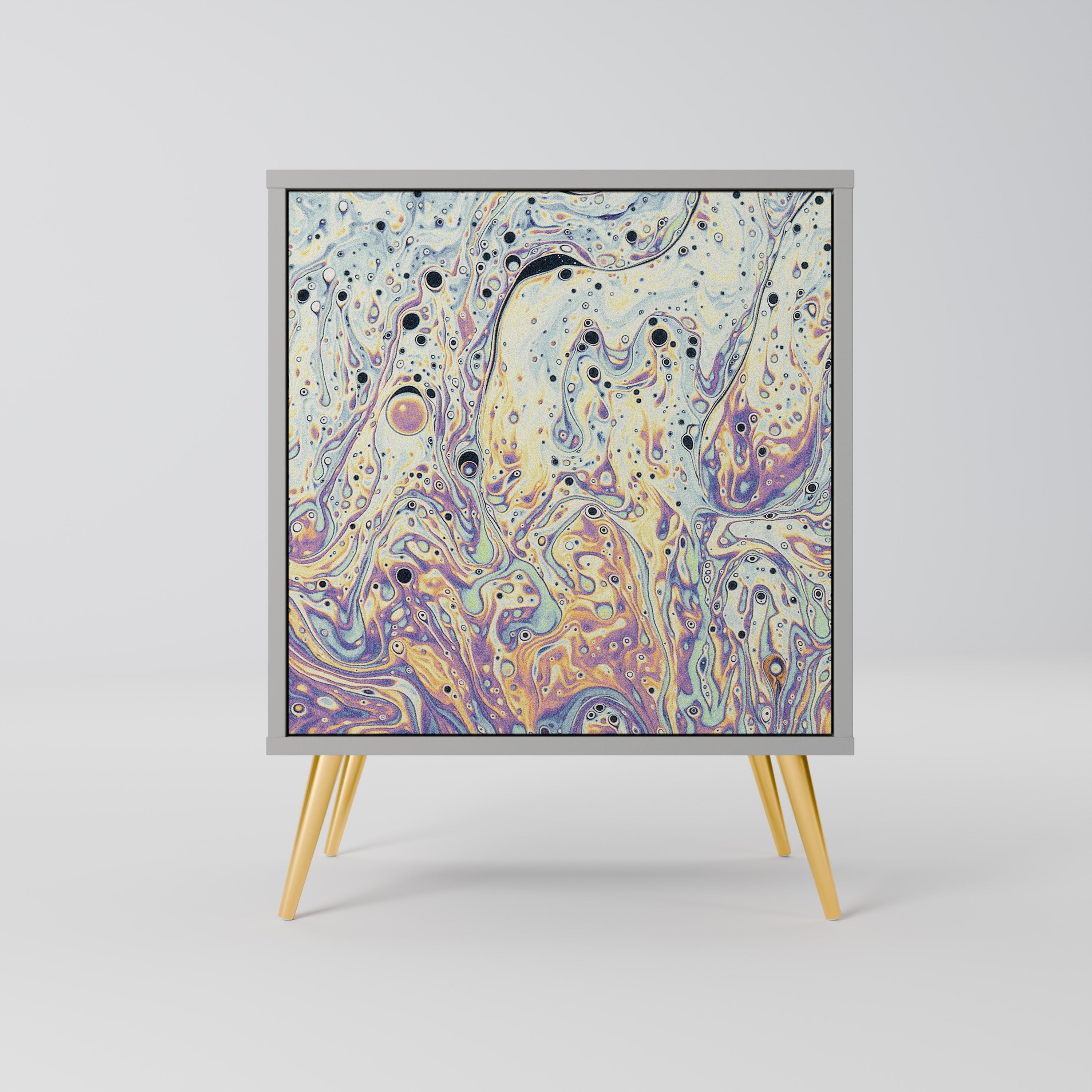 MOSAIC OF COLORS 1-Door Sideboard in Grey Finish