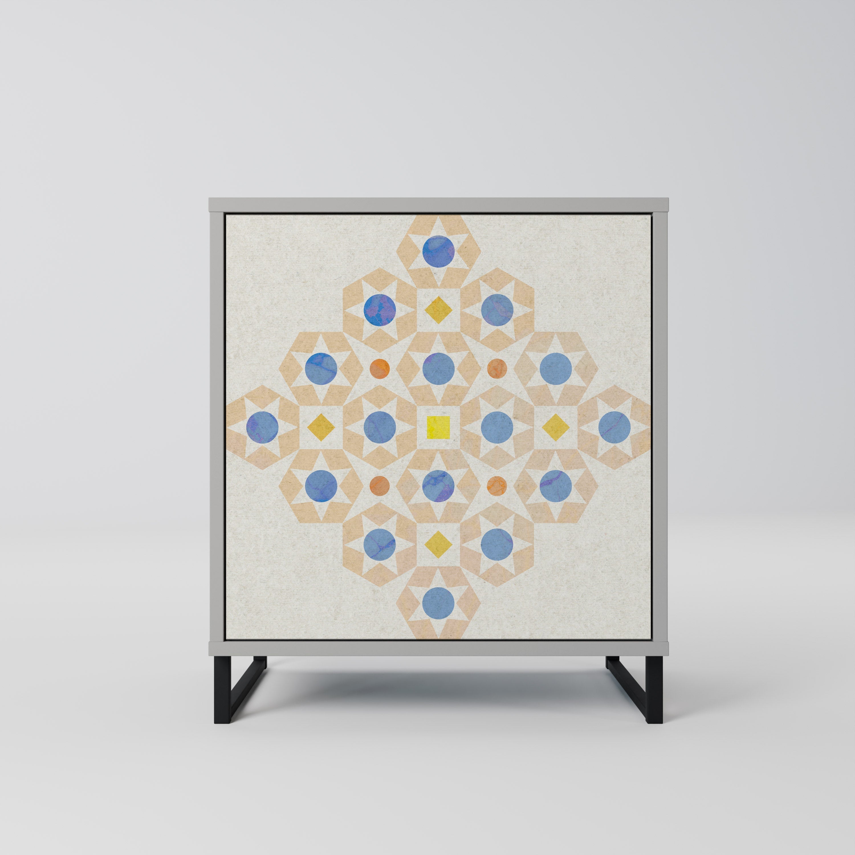 PATTERNED PRISM 1-Door Sideboard in Grey Finish