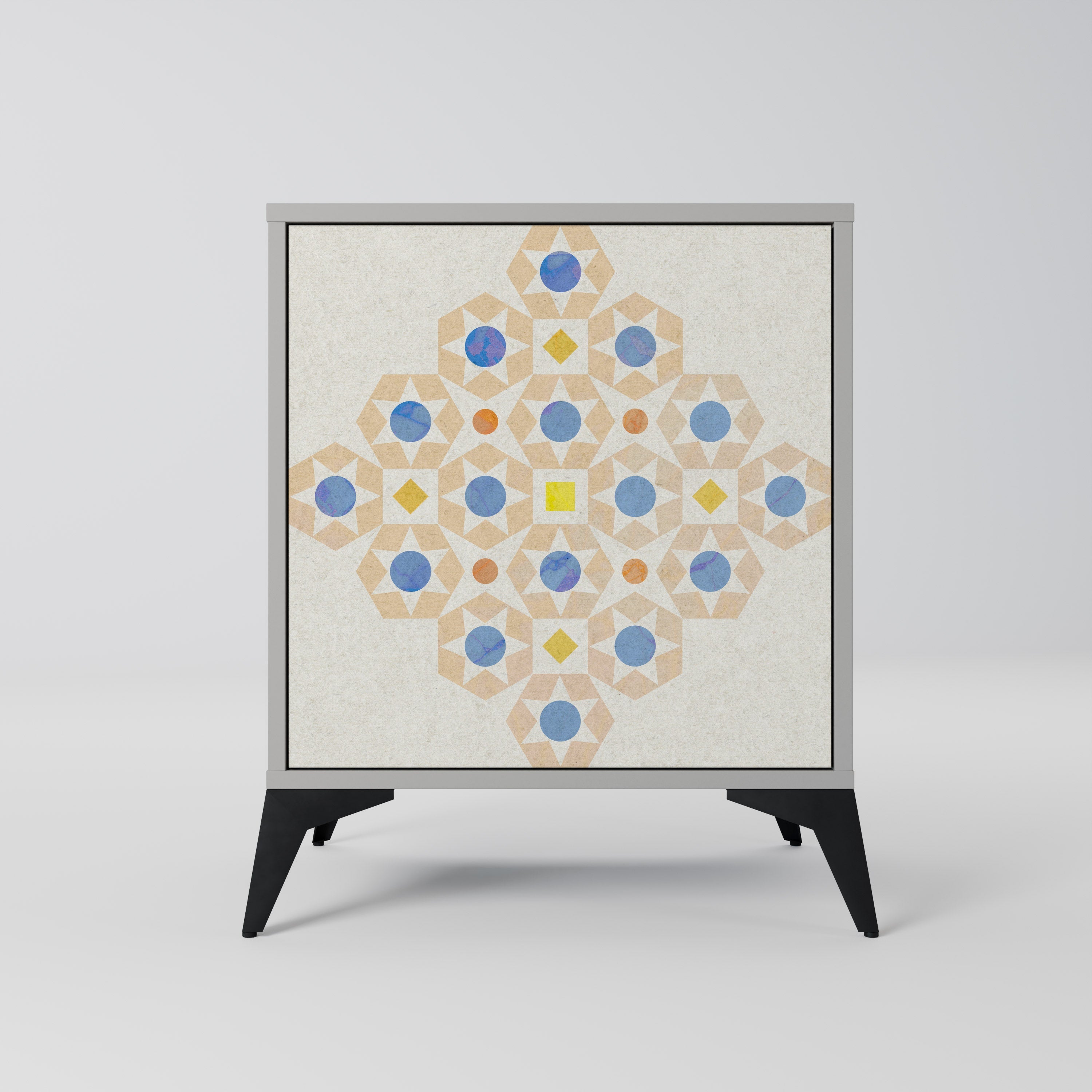 PATTERNED PRISM 1-Door Sideboard in Grey Finish