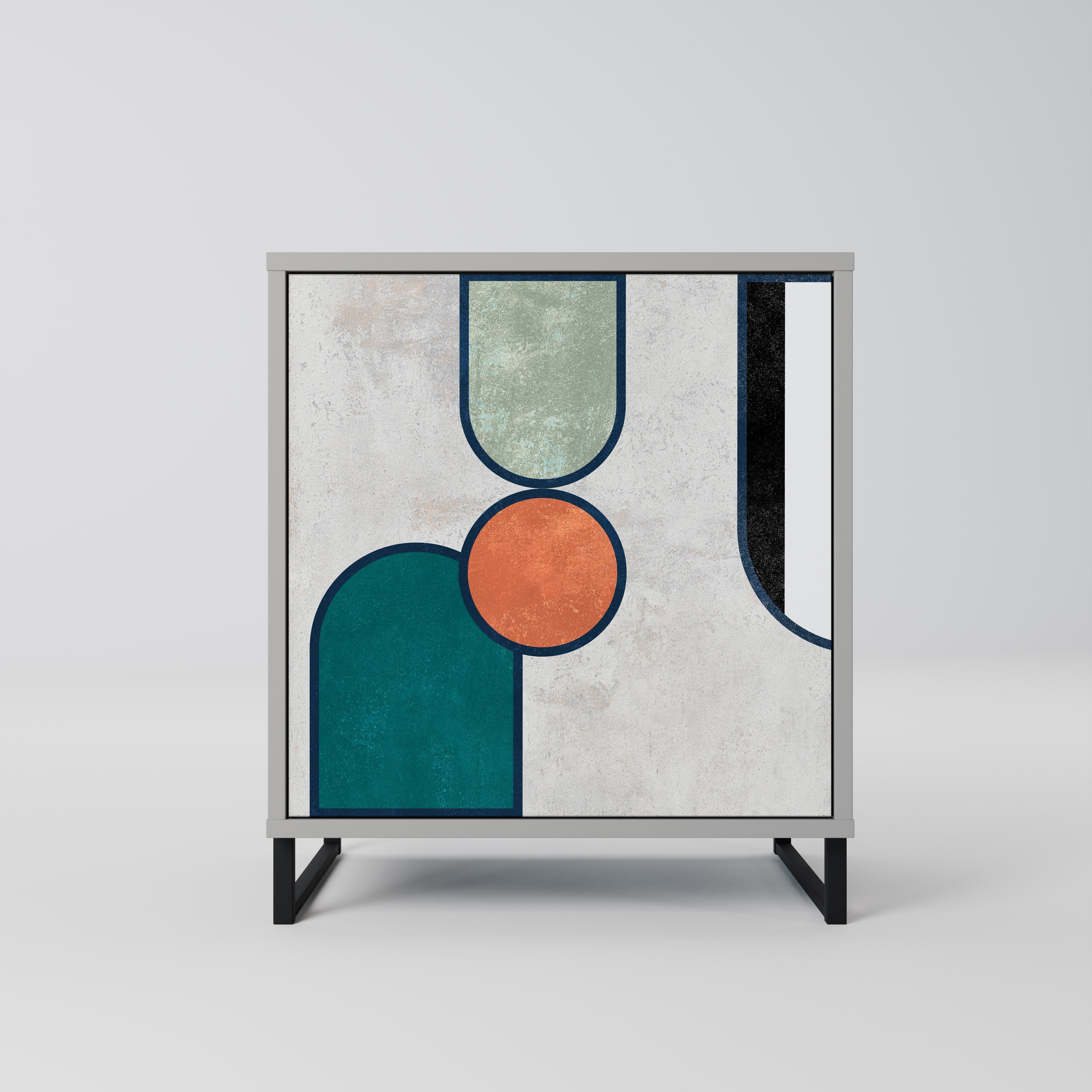 COOL STORY Aparador de 1 Porta em Acabamento Cinzento