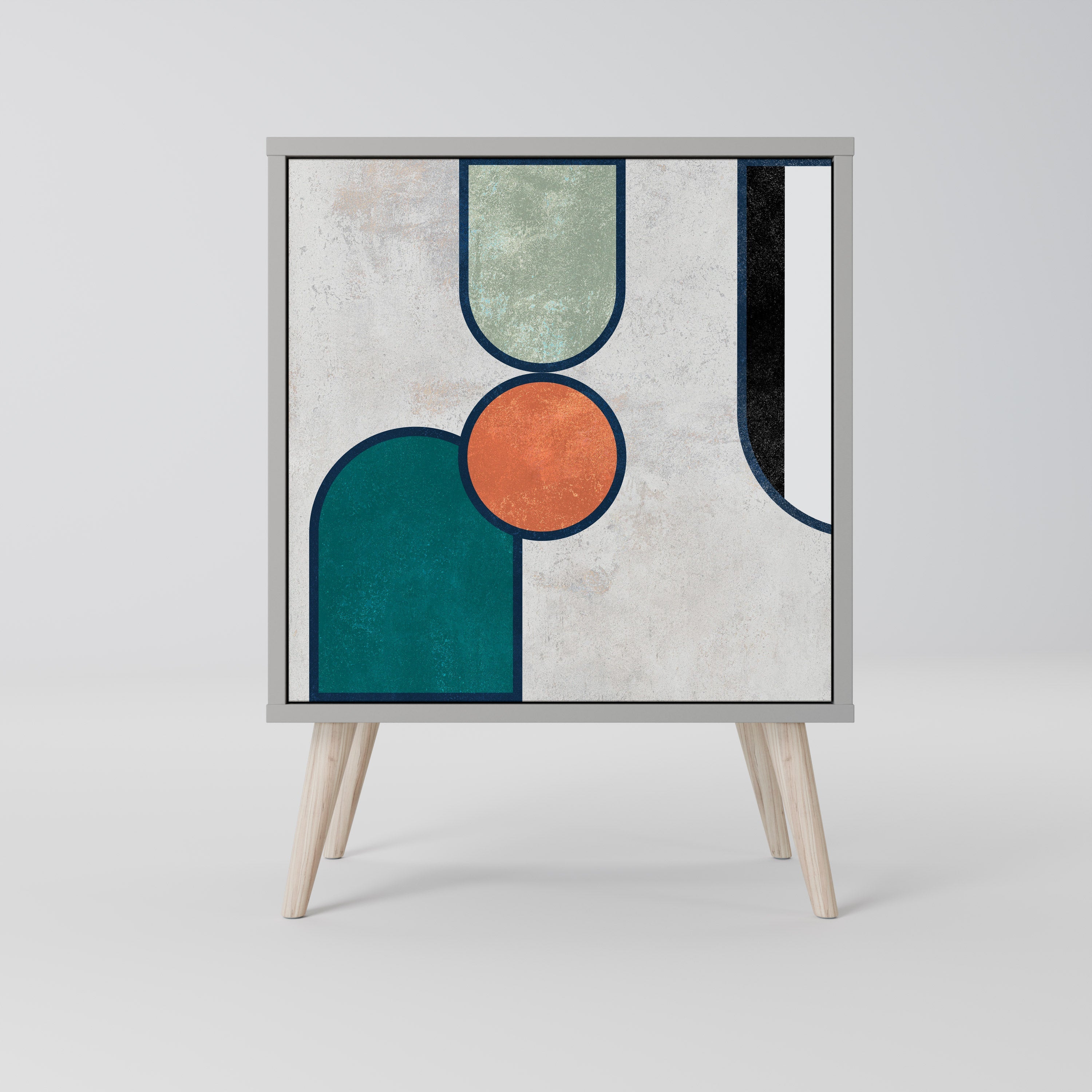 COOL STORY Aparador de 1 Porta em Acabamento Cinzento