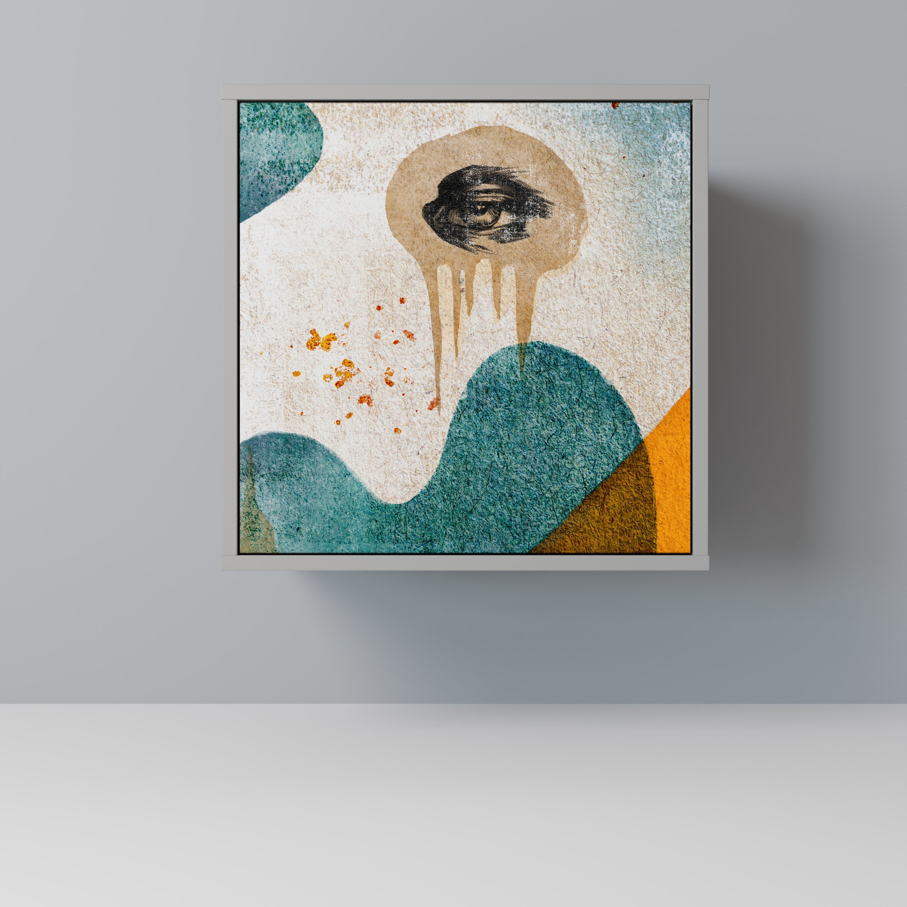 ABSTRACT FACES Aparador de 1 Porta em Acabamento Cinzento