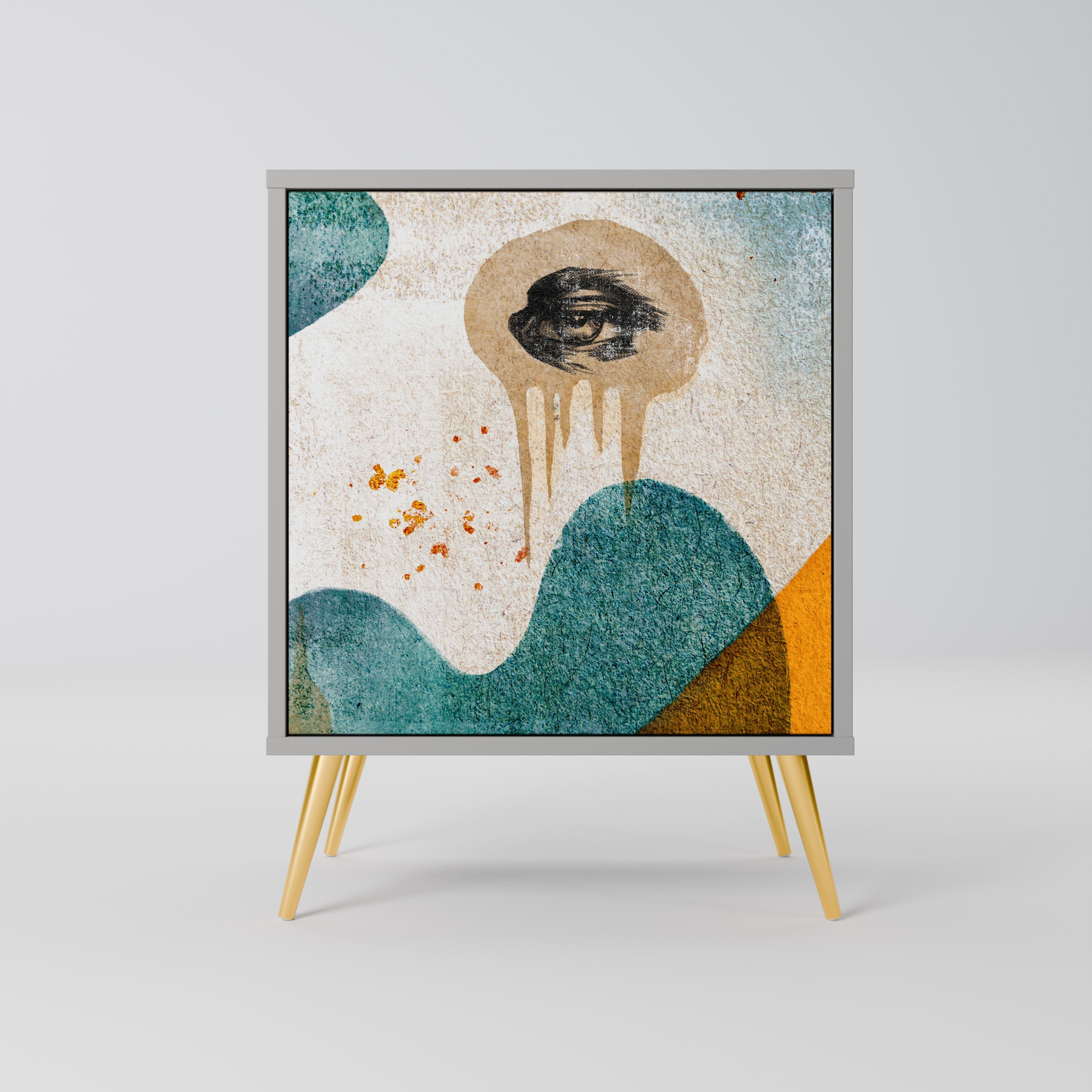 ABSTRACT FACES Aparador de 1 Porta em Acabamento Cinzento