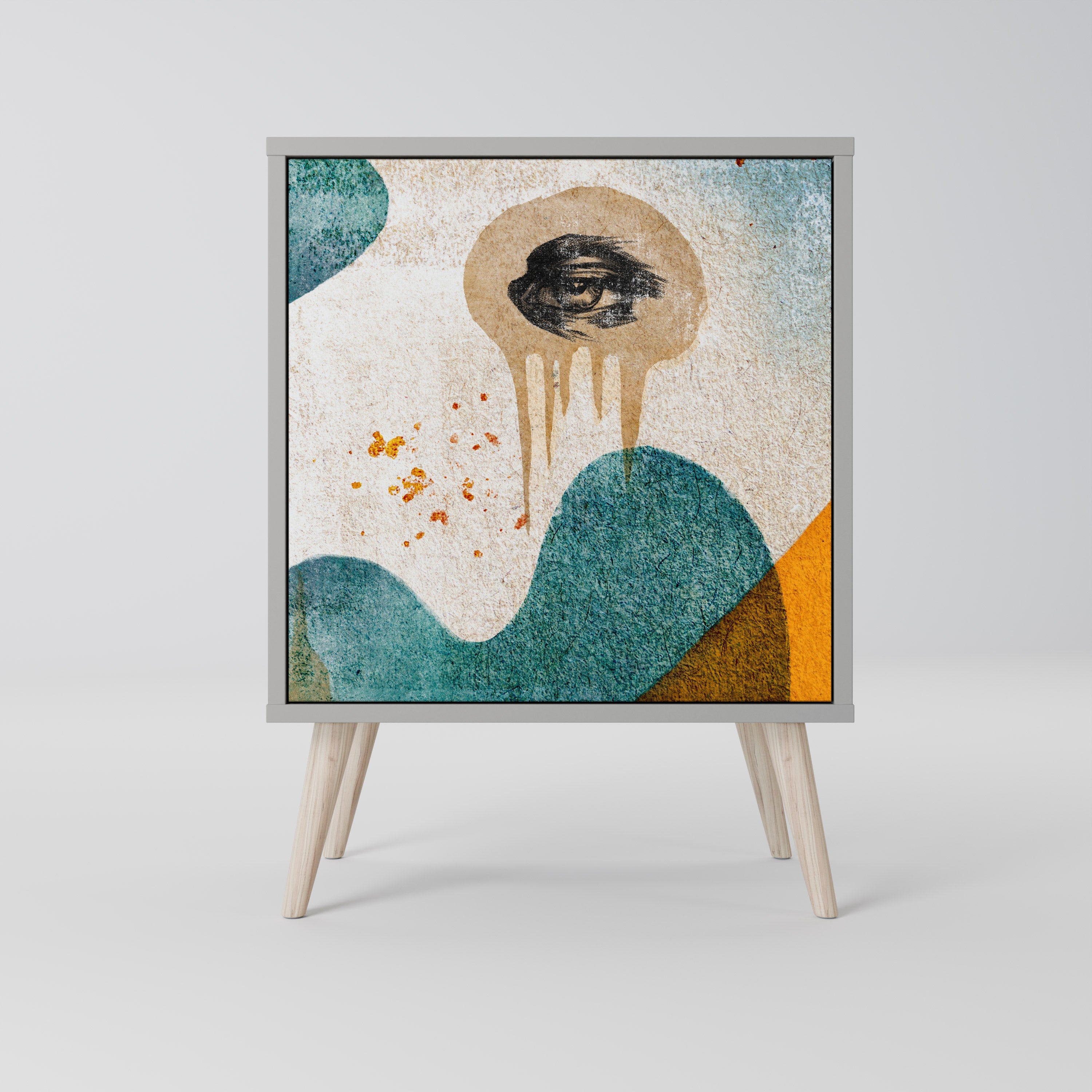 ABSTRACT FACES Aparador de 1 Porta em Acabamento Cinzento