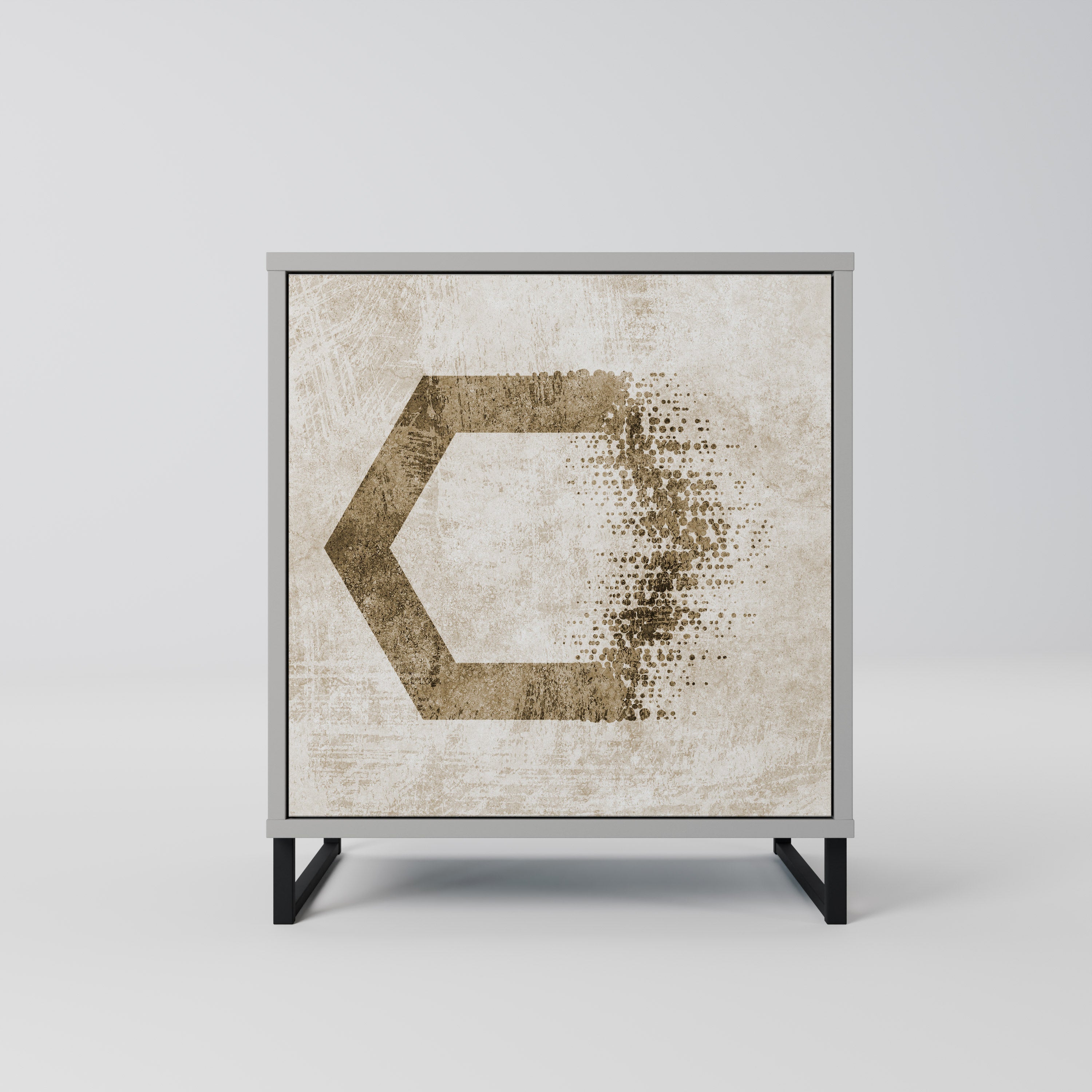 HEXAGONAL SHAPES Aparador de 1 Porta em Acabamento Cinzento