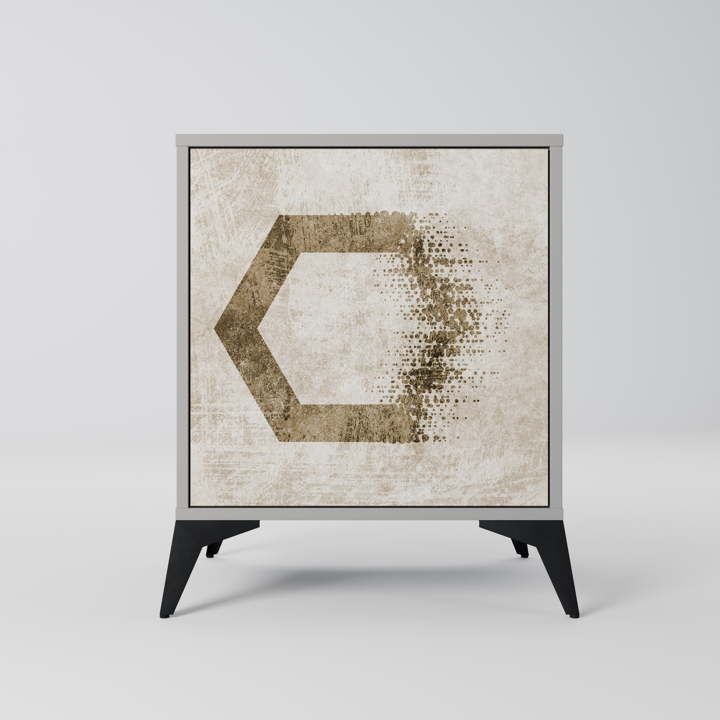 HEXAGONAL SHAPES Aparador de 1 Porta em Acabamento Cinzento